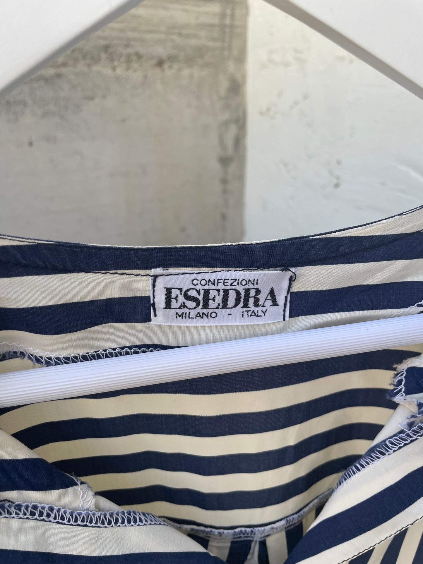 Camicetta sartoriale a righe bianca e blu, 100% viscosa, taglia L