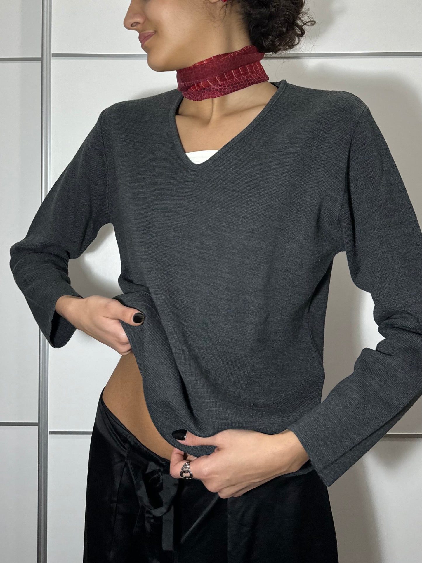 Maglioncino grigio fumo in misto lana merino