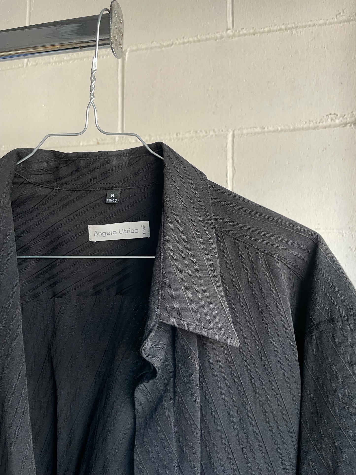 Camicia oversize nera con texture 100% cotone - M uomo