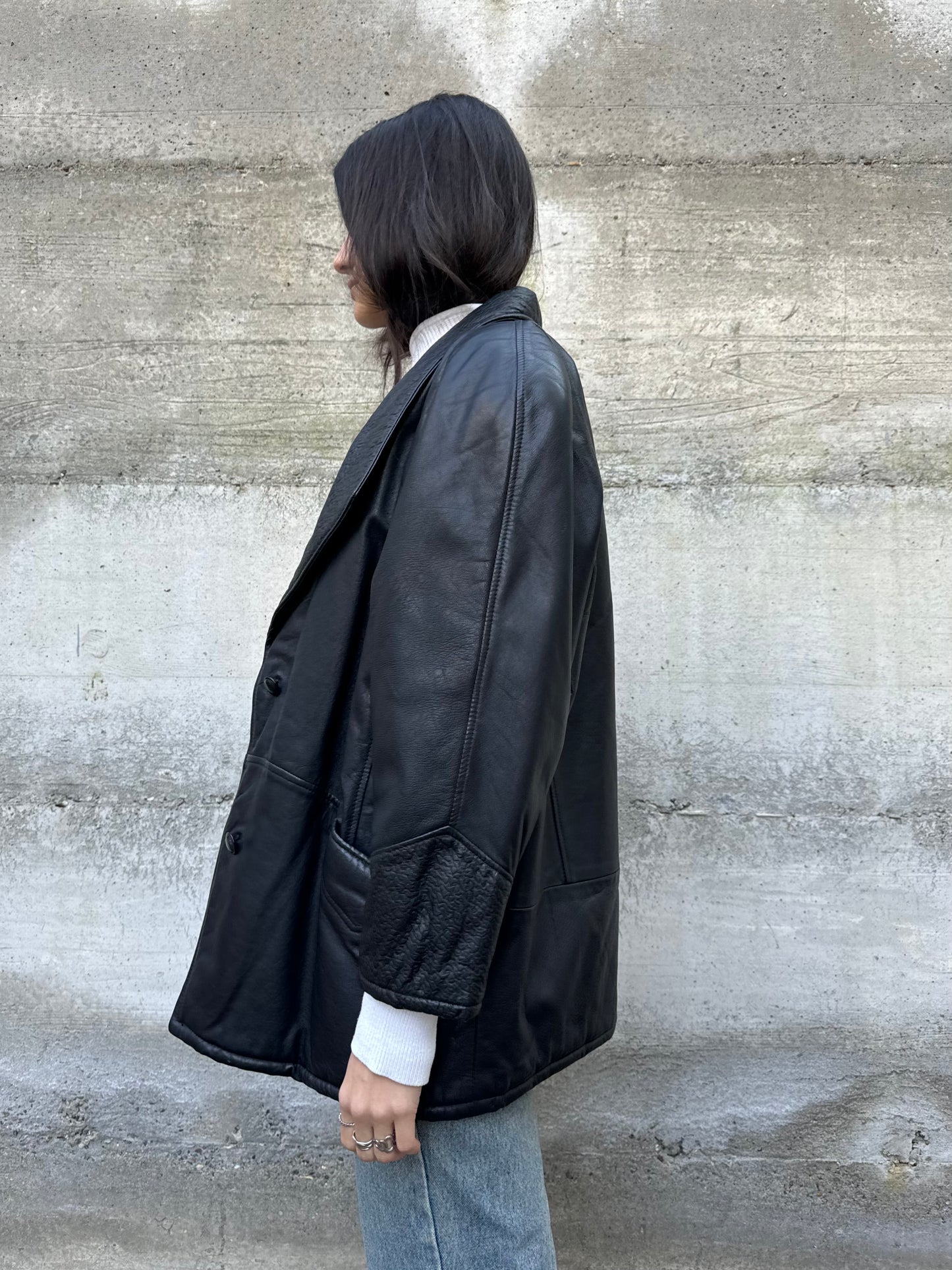 Giacca donna 80s in vera pelle nappata con dettagli lavorati