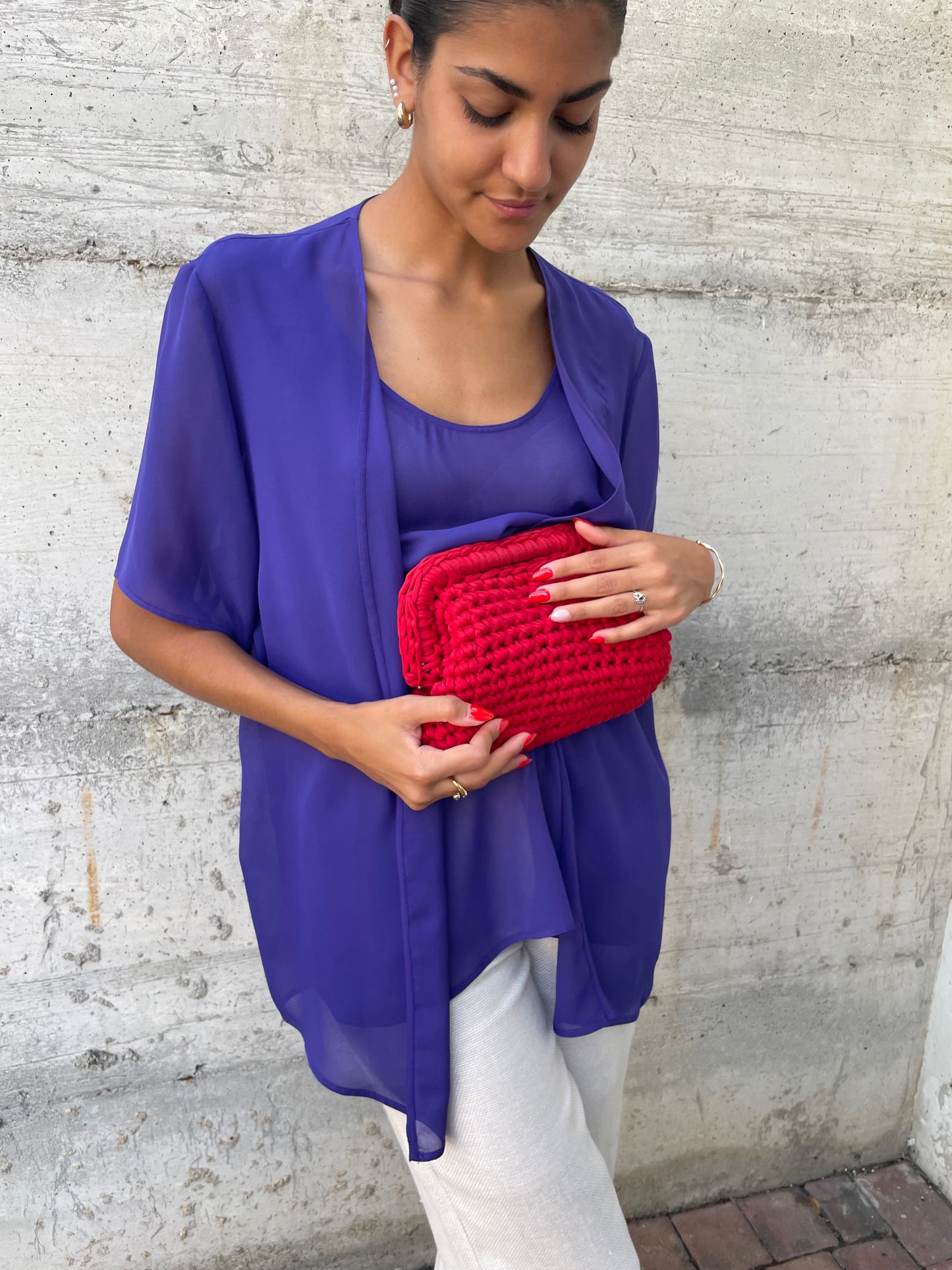 Blusa sheer Elena Mirò viola - taglia XL