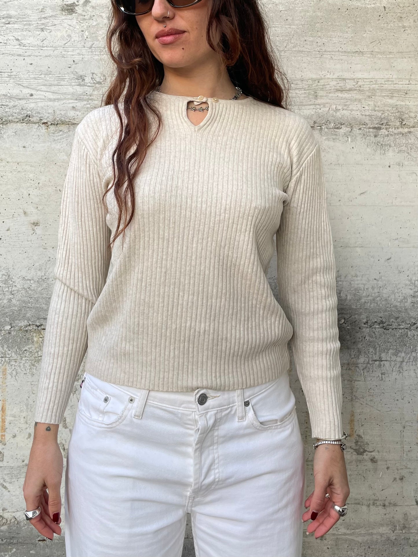 Maglioncino sabbia 100% cashmere