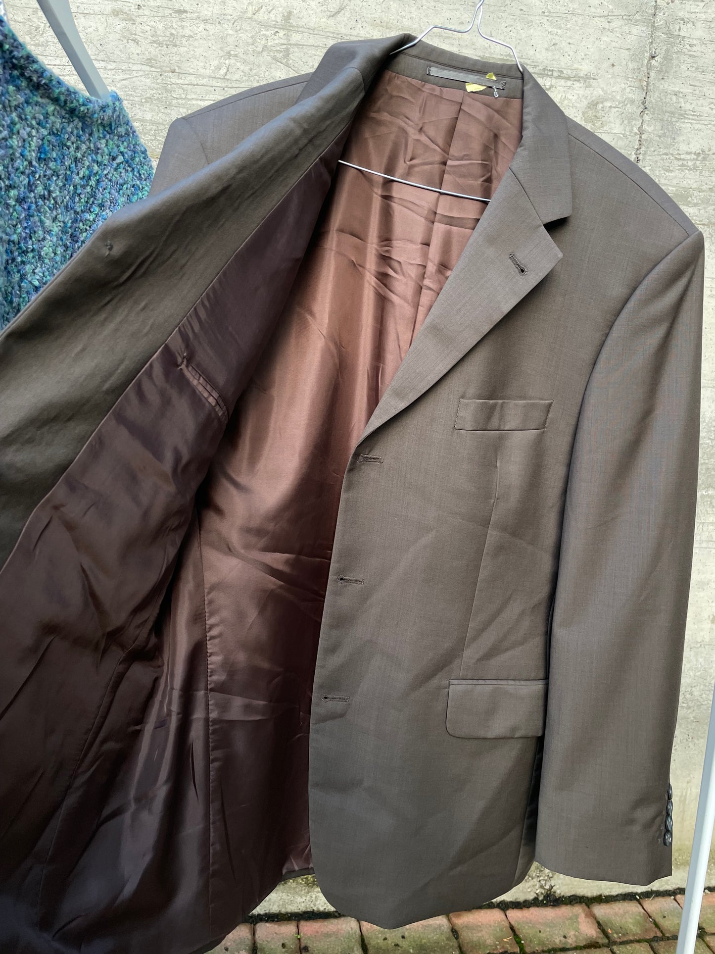 Blazer oversize in fresco lana grigio/marrone, taglia M uomo