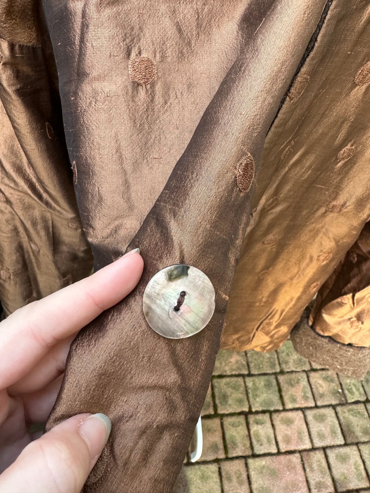 Piumino doubleface con cappuccio, shantung di seta e misto lana/mohair