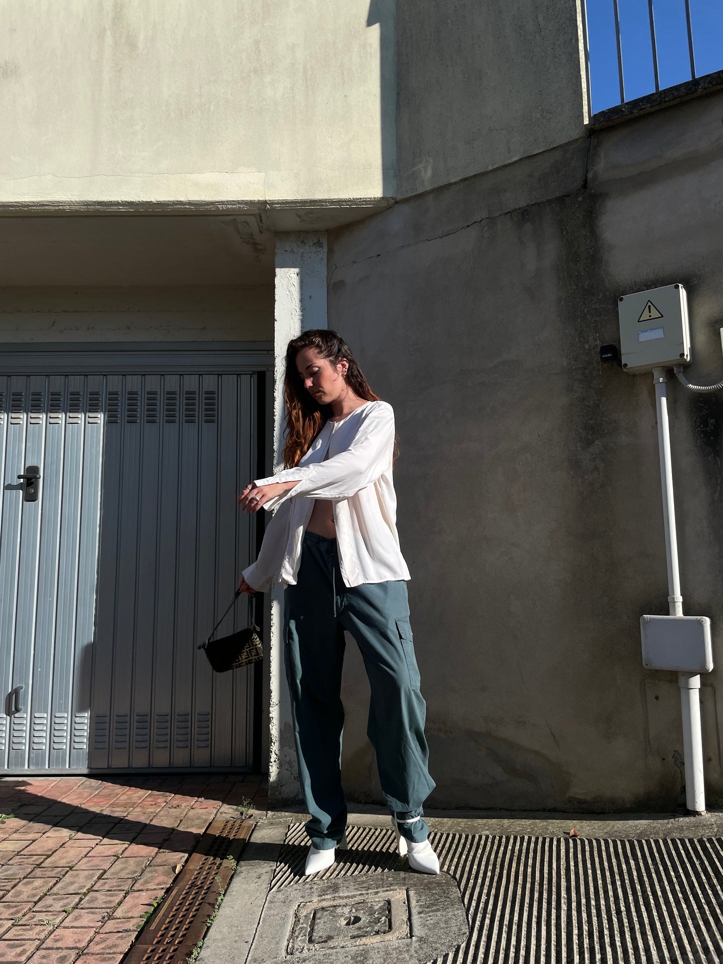 Blusa bianca 100% seta sartoriale, taglia 44it