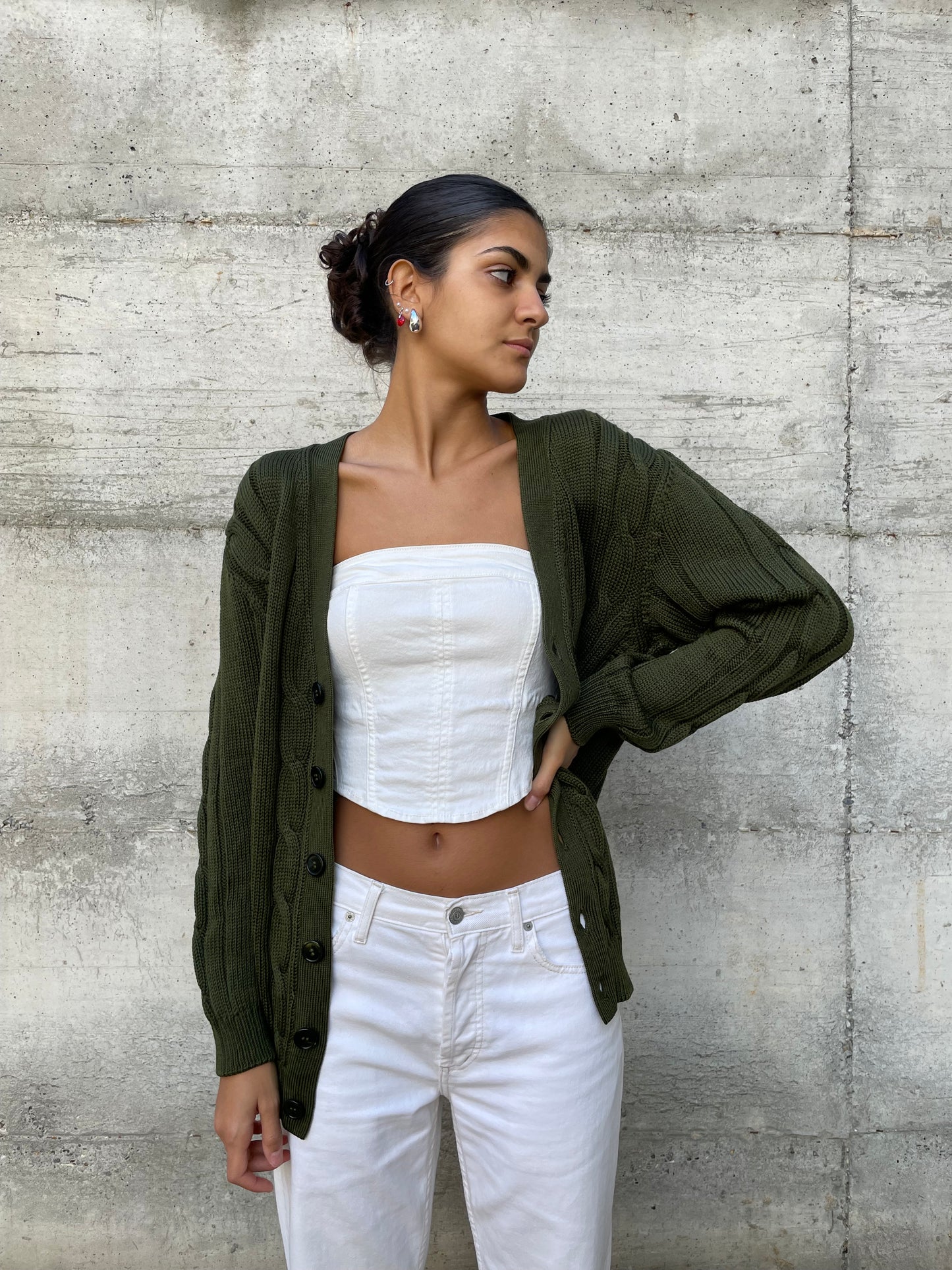 Cardigan sartoriale in misto lana e cotone - taglia M/L