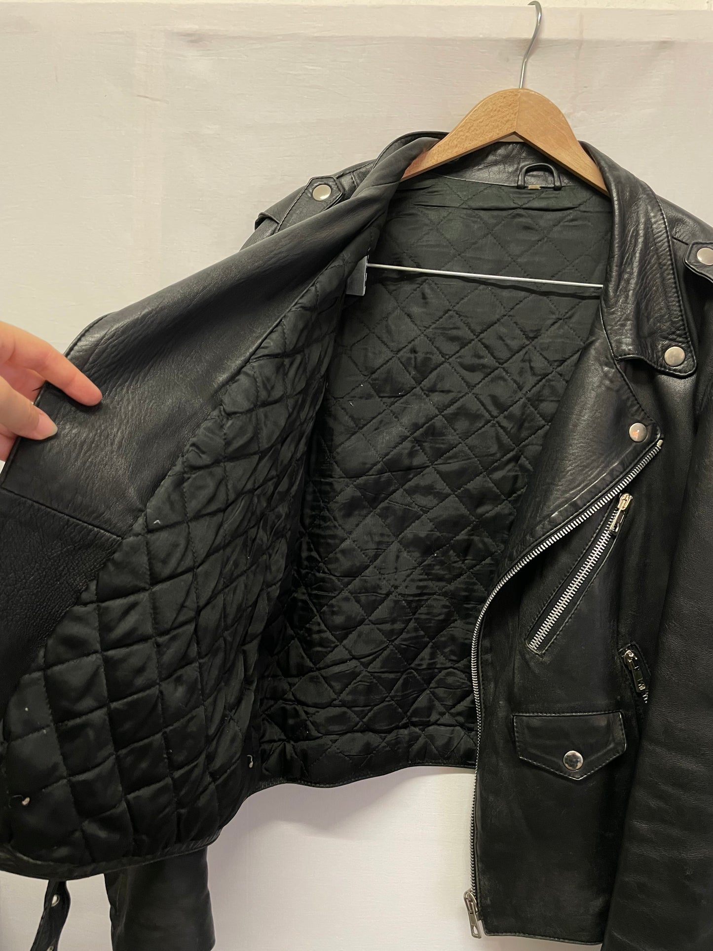 Chiodo vintage vera pelle nero, in nappa leggera, taglia XL