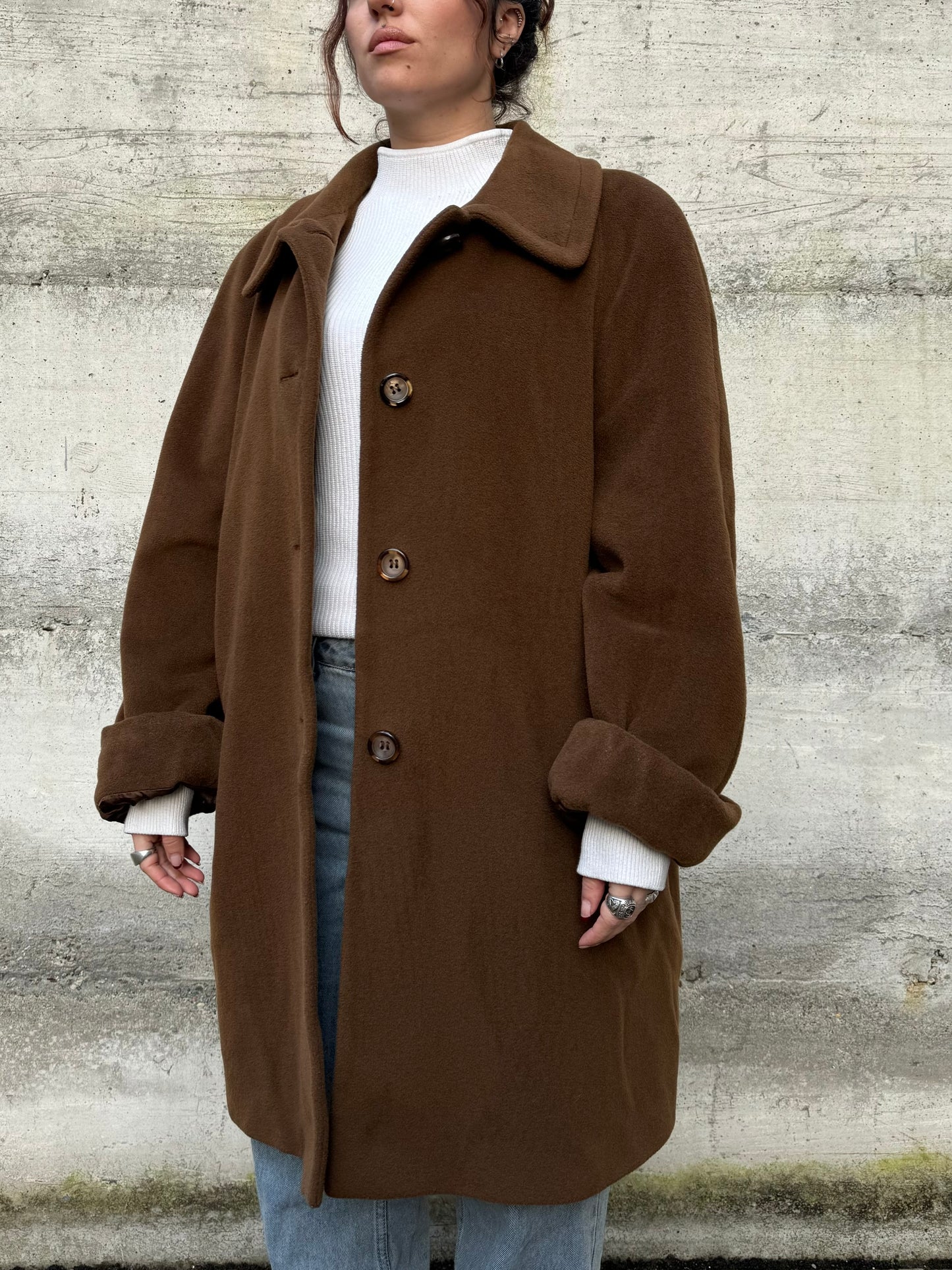 Cappotto sartoriale cioccolato in pura lana vergine superfine