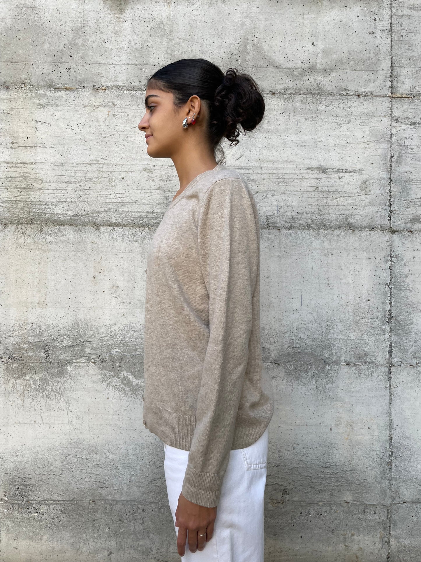 Cardigan sabbia 100% cashmere - taglia M