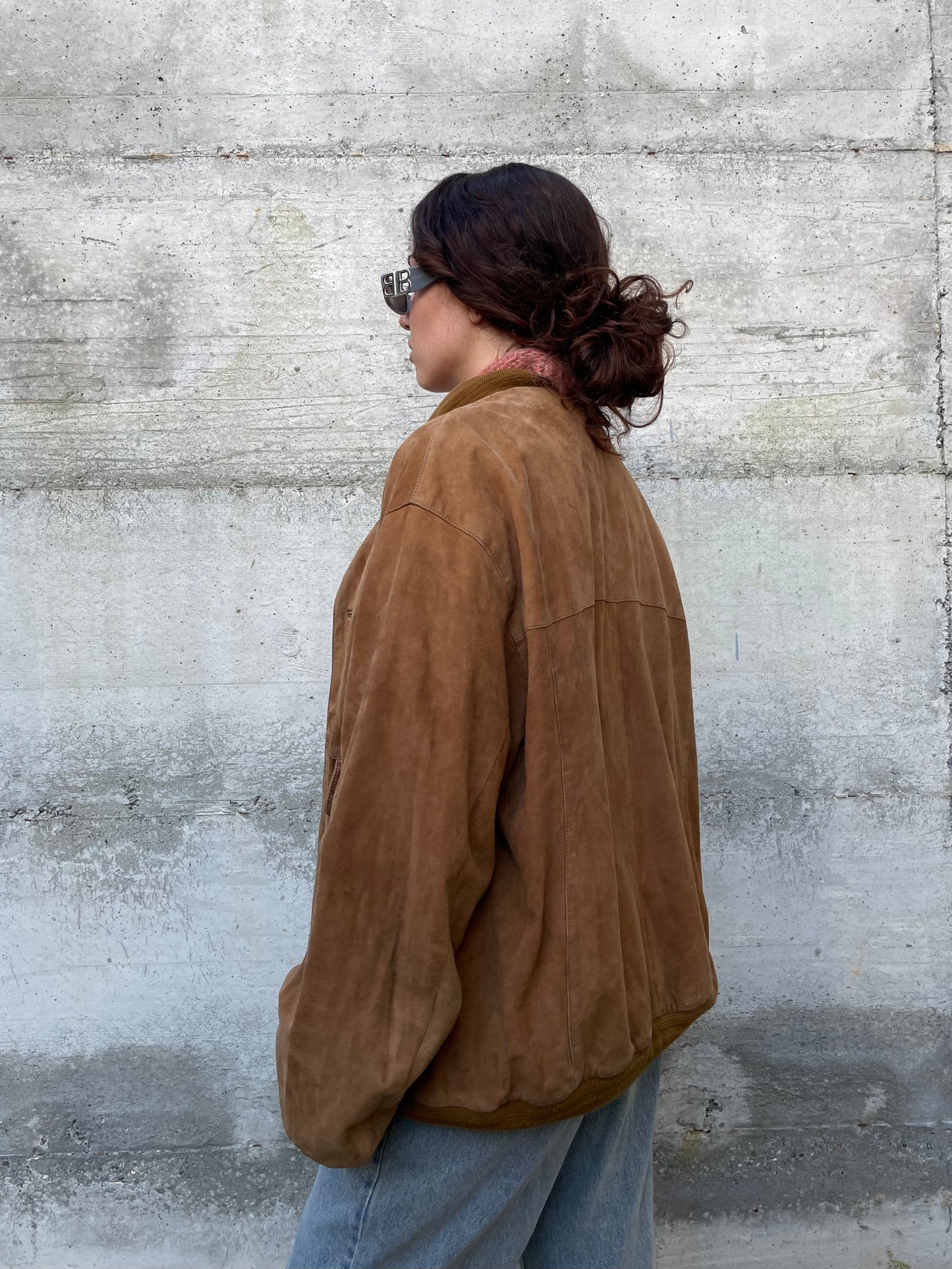 Bomber suede oversize color cognac
