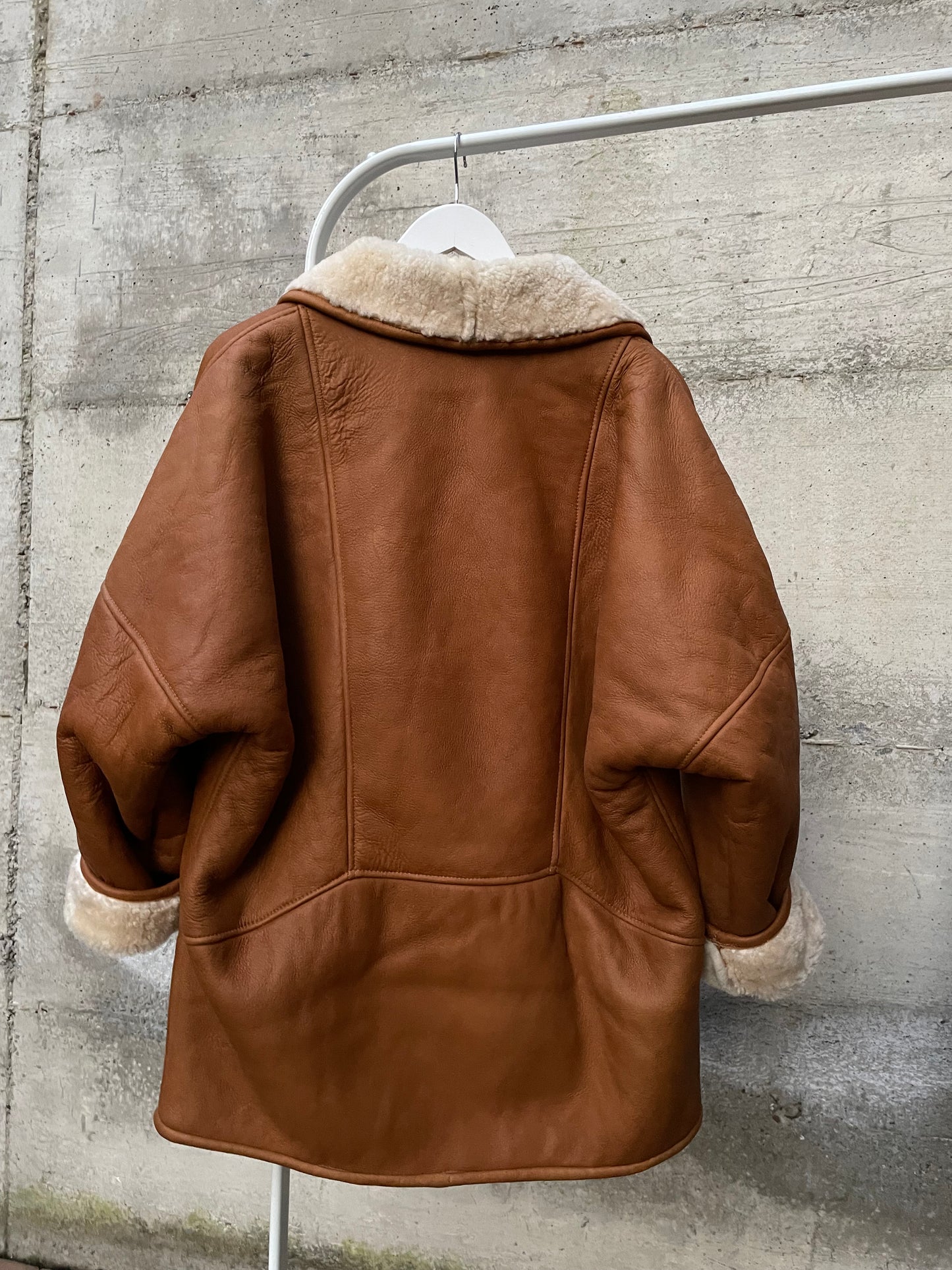 Montone originale Shearling in pelle caramello - taglia 46it donna