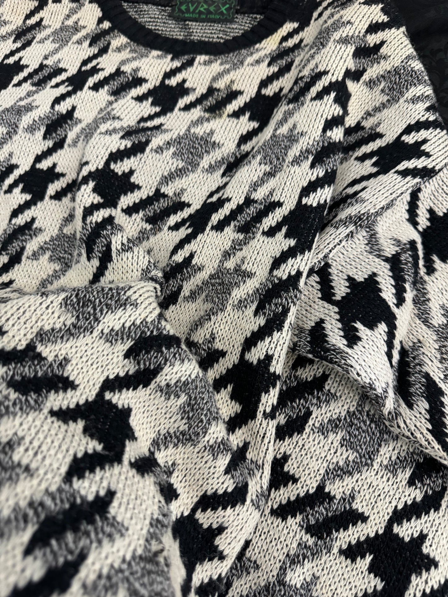 Pullover girocollo pied de poule in misto lana