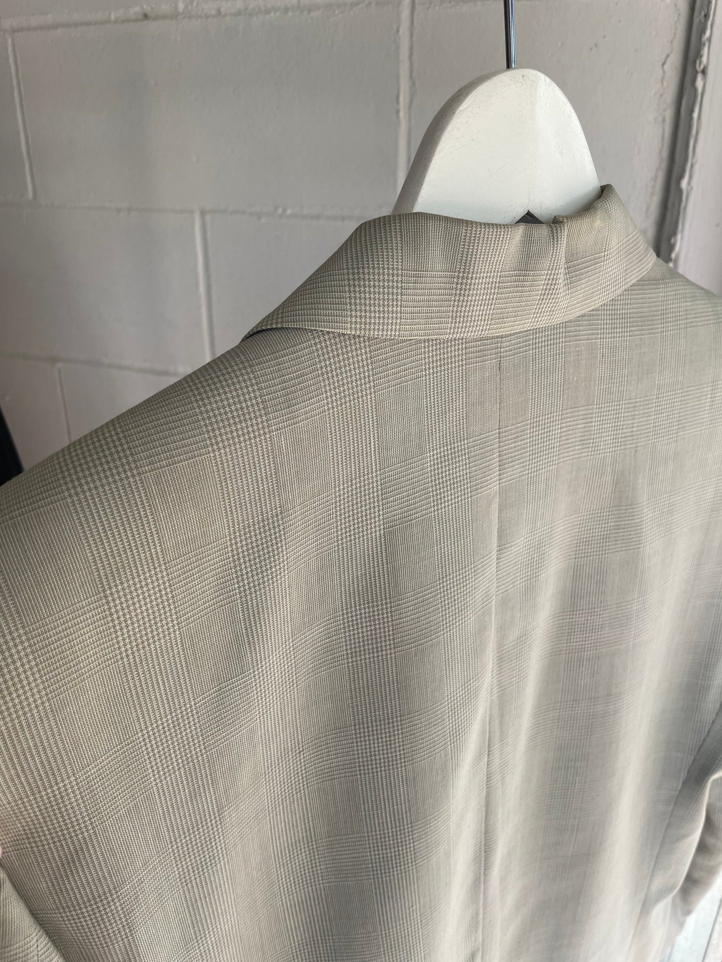 Blazer sartoriale misto viscosa/lana vergine/mohair madras color verde muschio