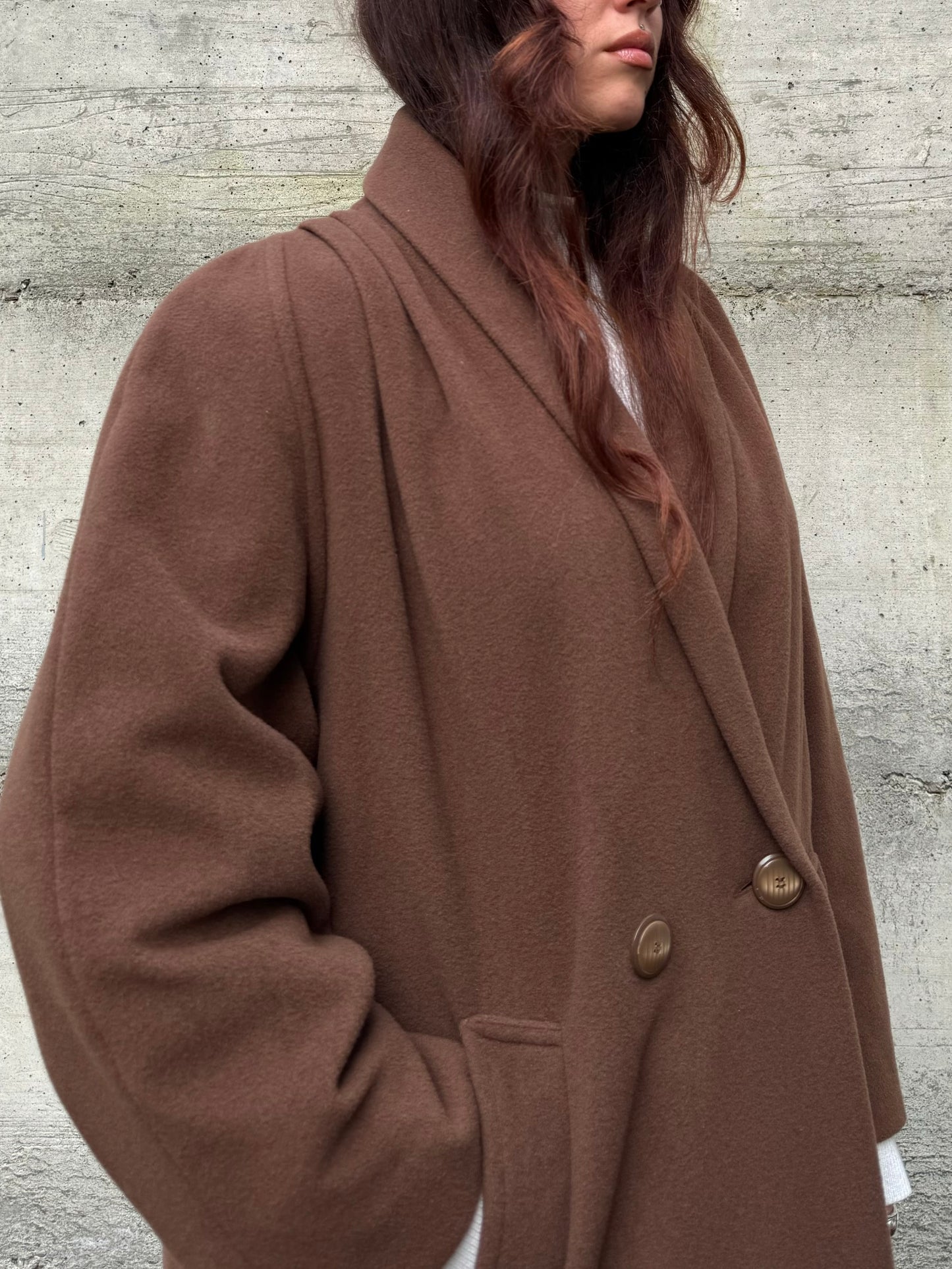 Cappottino doppiopetto cioccolato 80% lana