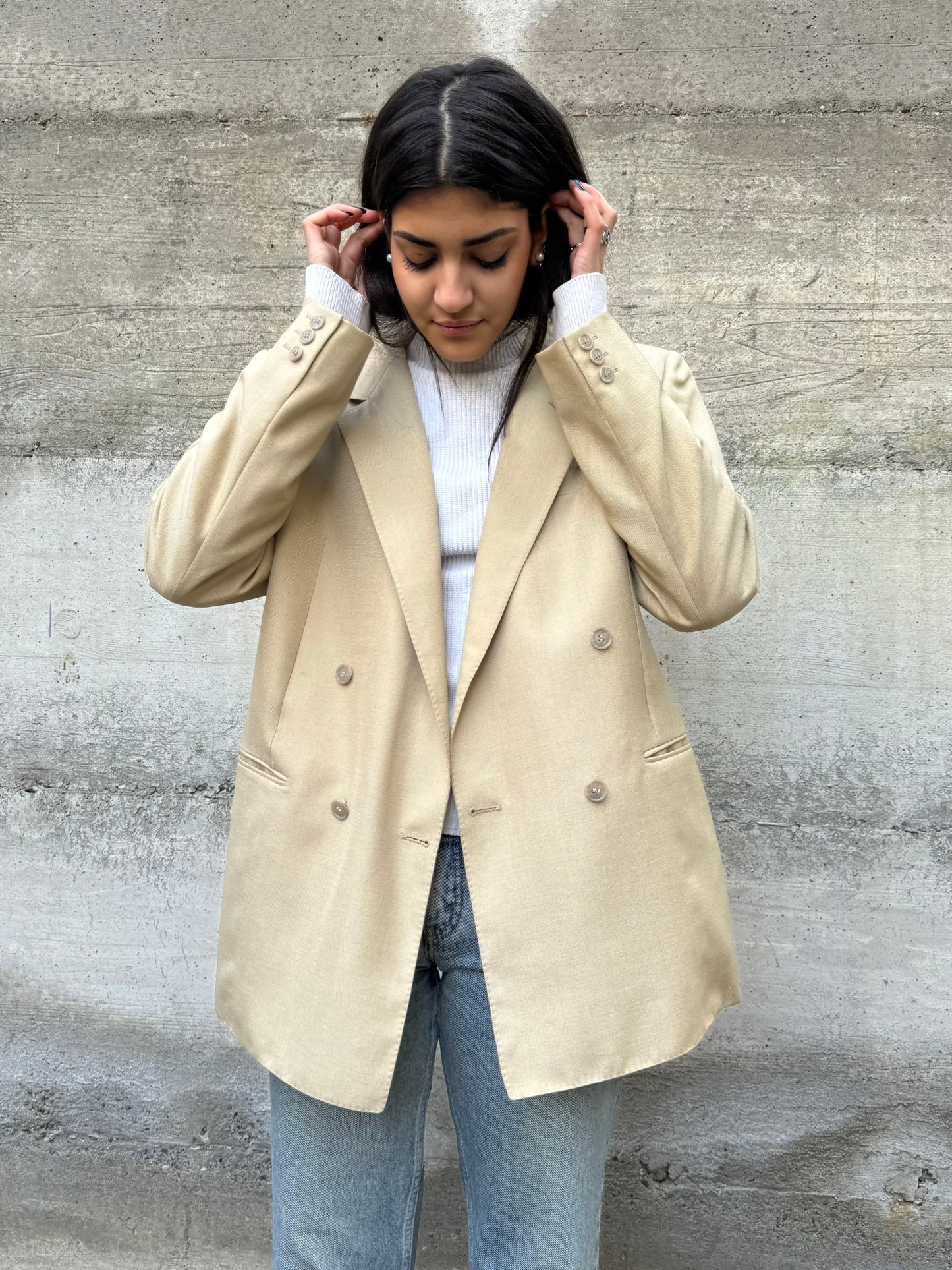 Blazer sartoriale doppiopetto crema