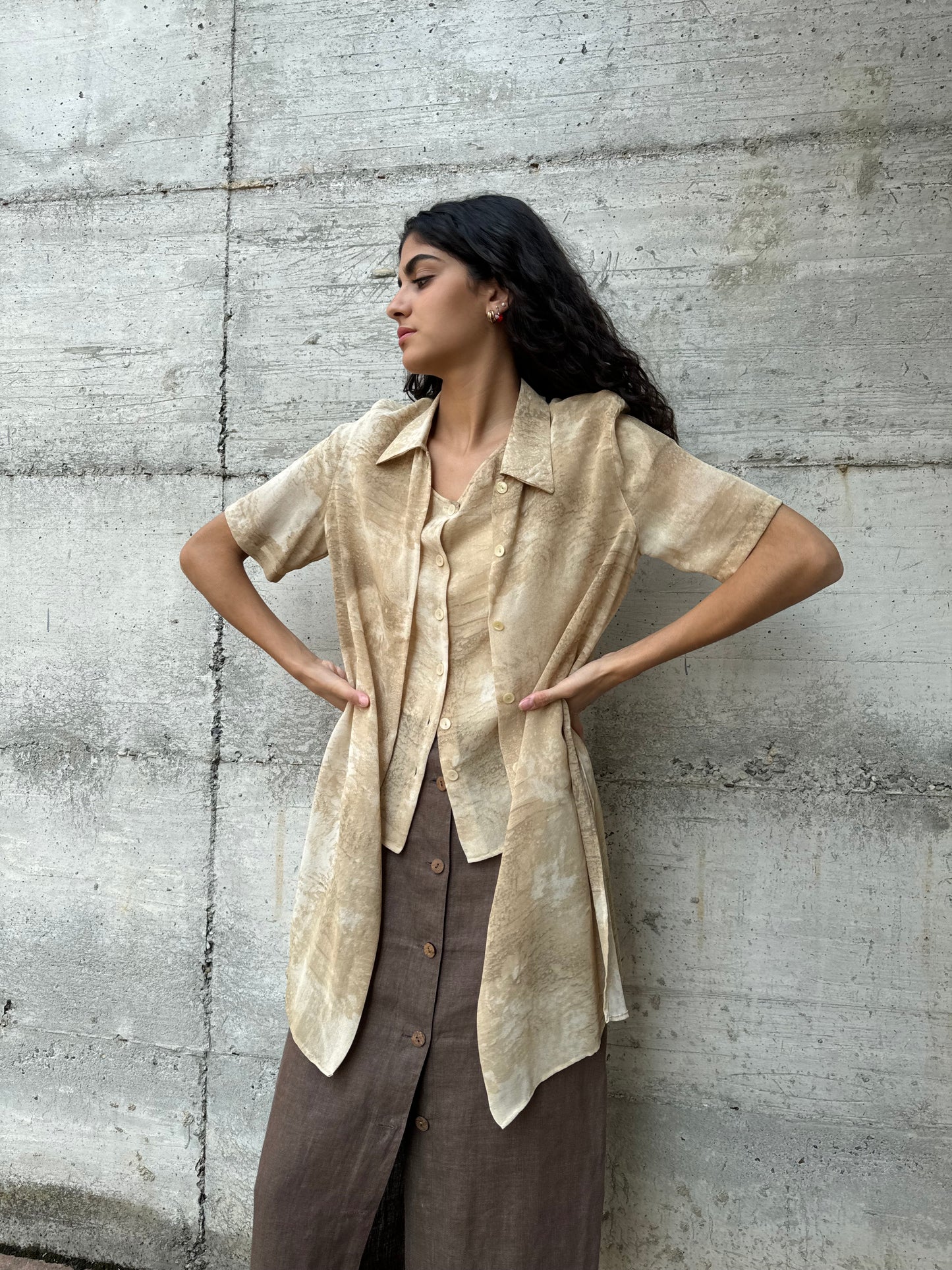 Camicia sartoriale in crepe di viscosa - completo*