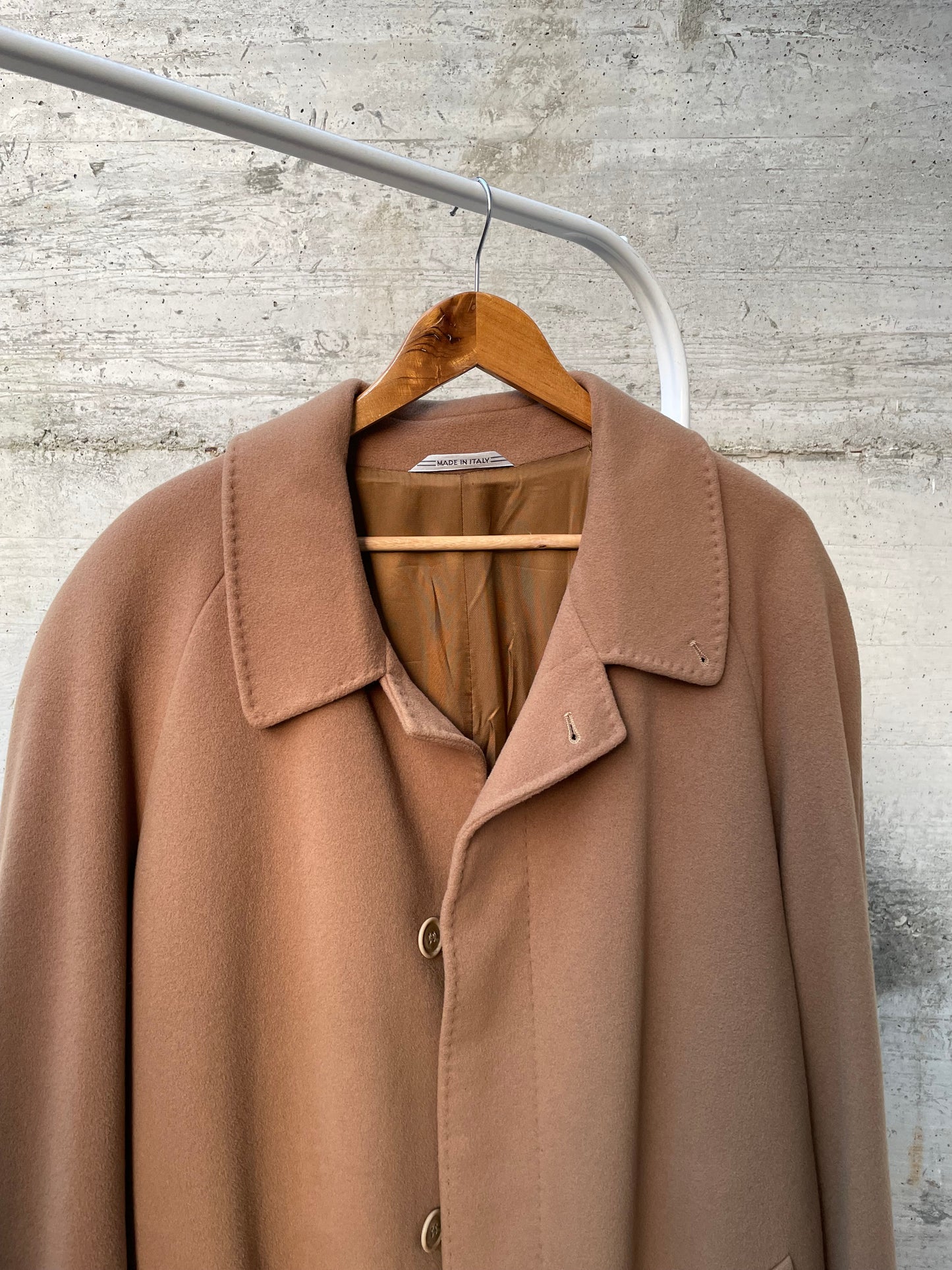 Cappotto lungo monopetto cammello, Del Mare 1911, 50% cashmere 50% lana - taglia L uomo