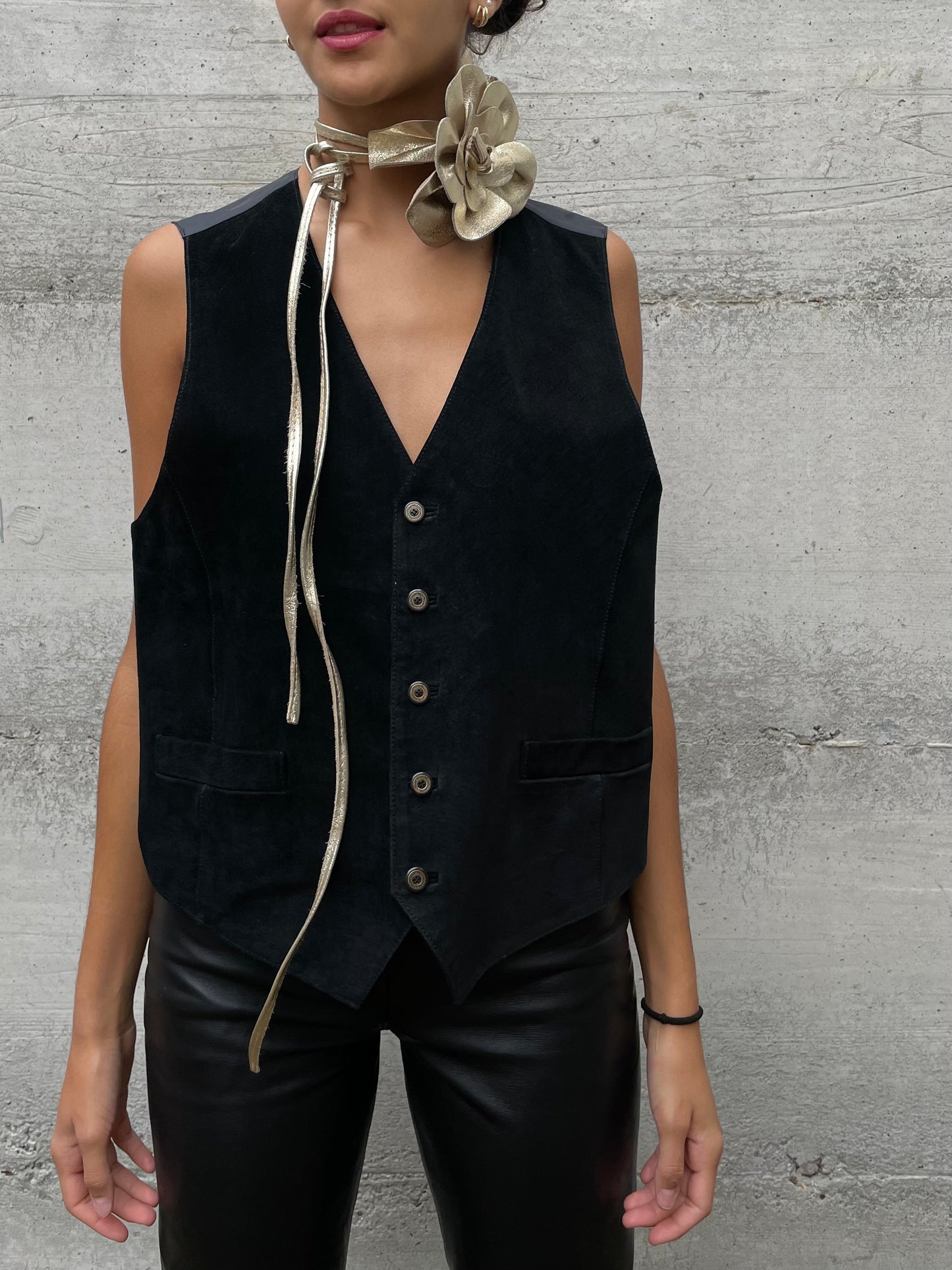 Gilet nero suede vera pelle - taglia L