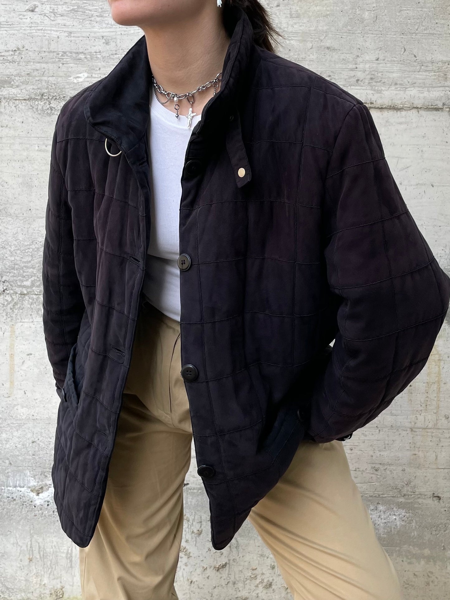 Giacca trapuntata nera - L donna