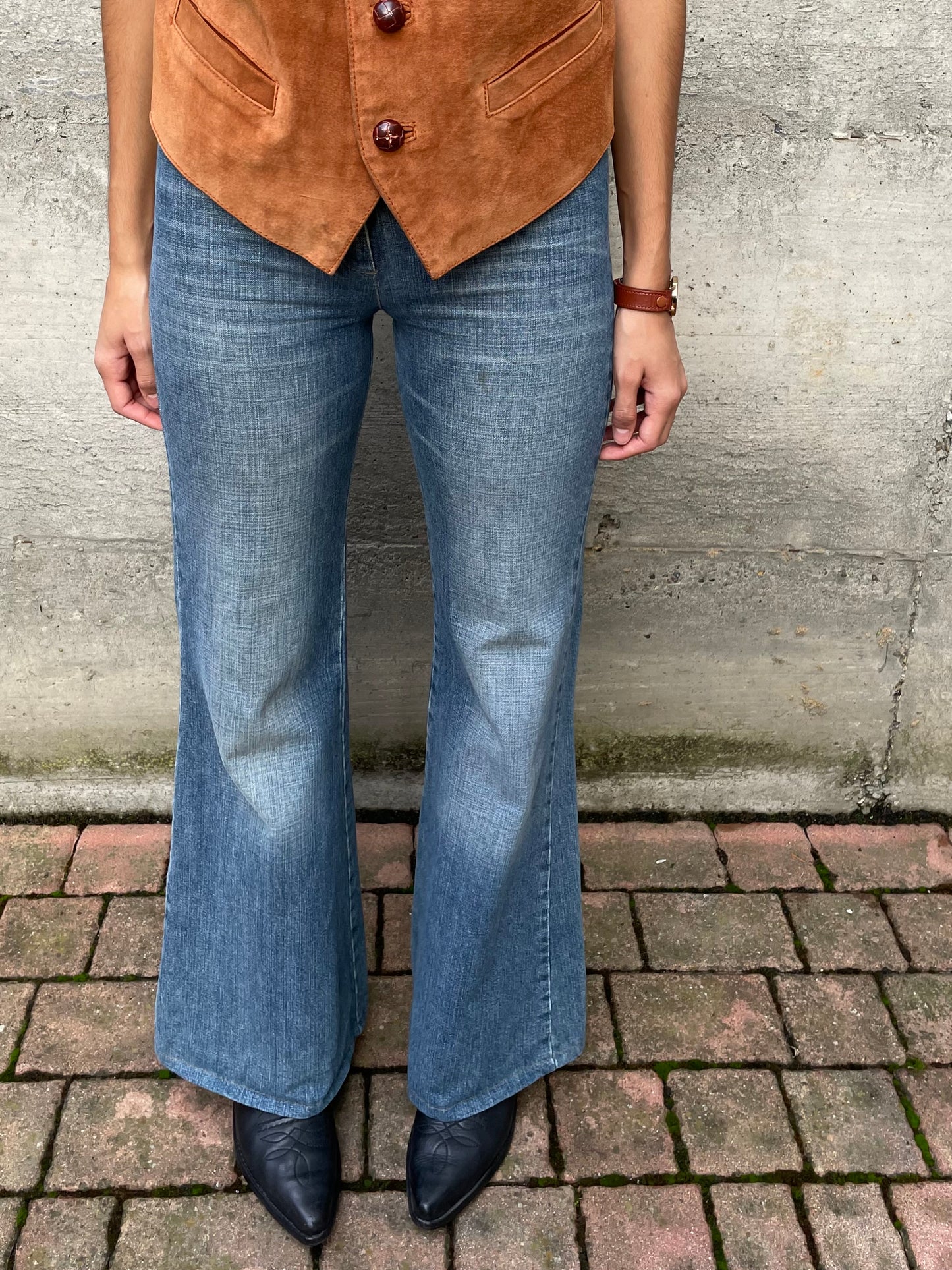 Jeans Y2K vita bassa flare, taglia XS/S