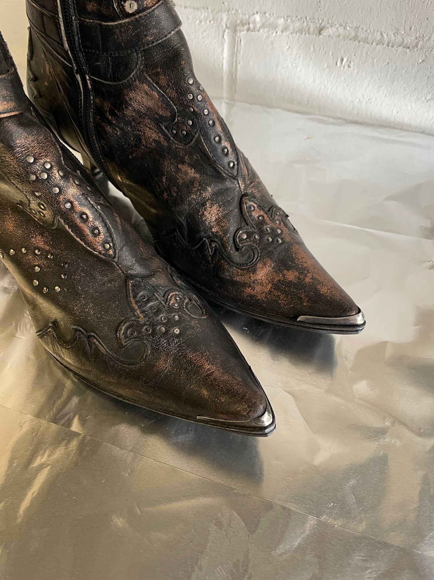 EU 37 - Texano 90s vera pelle a punta tacco basso 4cm