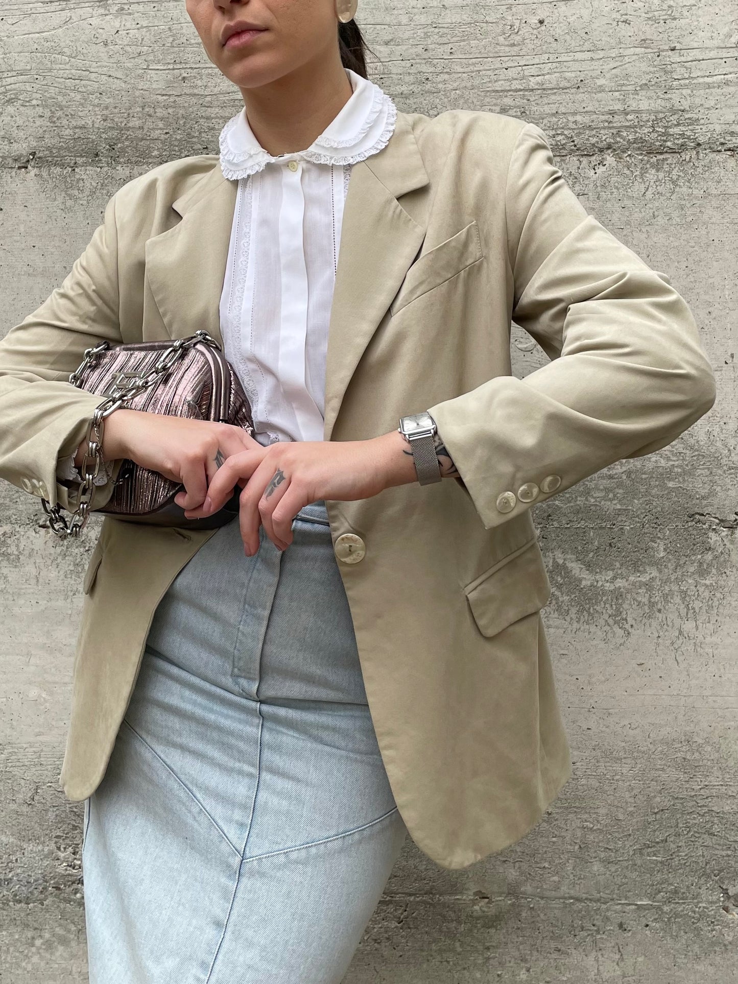 Blazer in seta cotta color sabbia - 42it