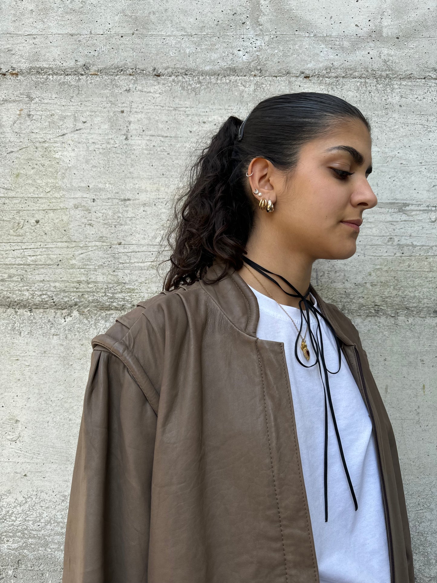 Bomberino donna liscio in vera pelle nappata