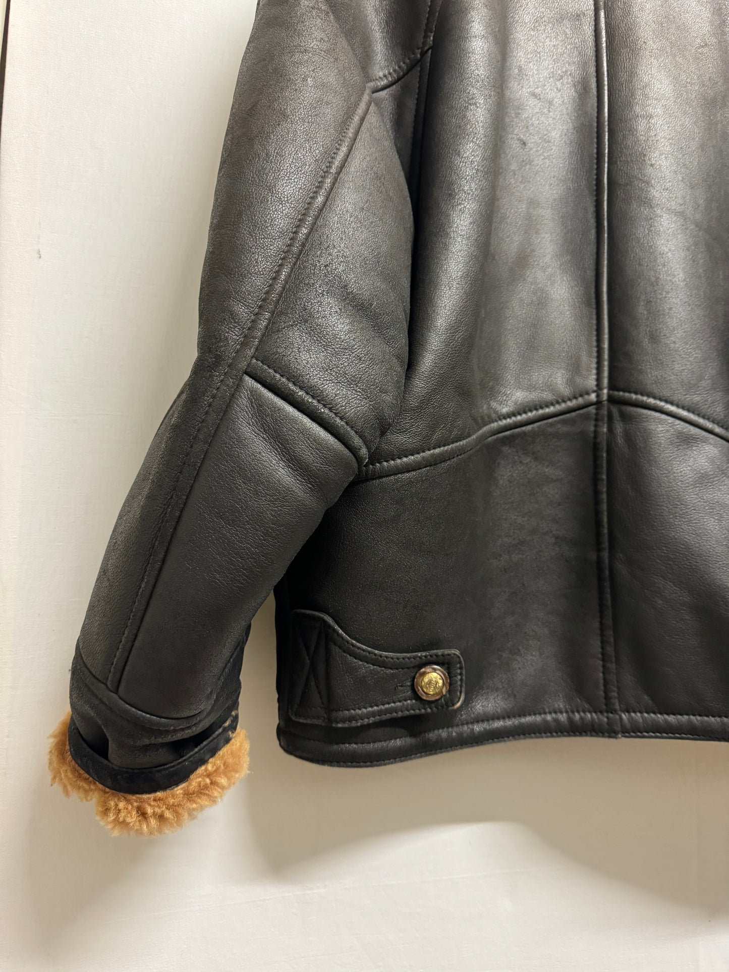 Bomber in montone Shearling testa di moro, taglia 48it uomo