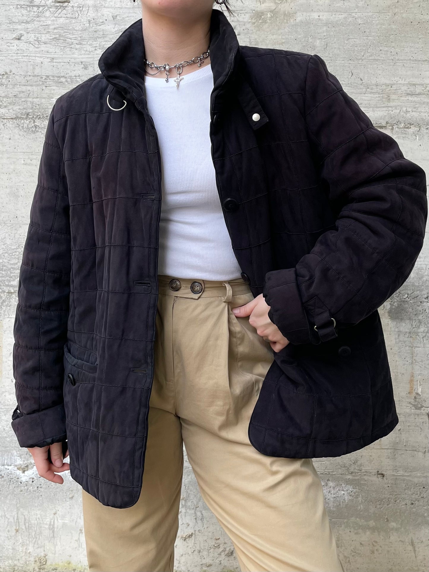 Giacca trapuntata nera - L donna