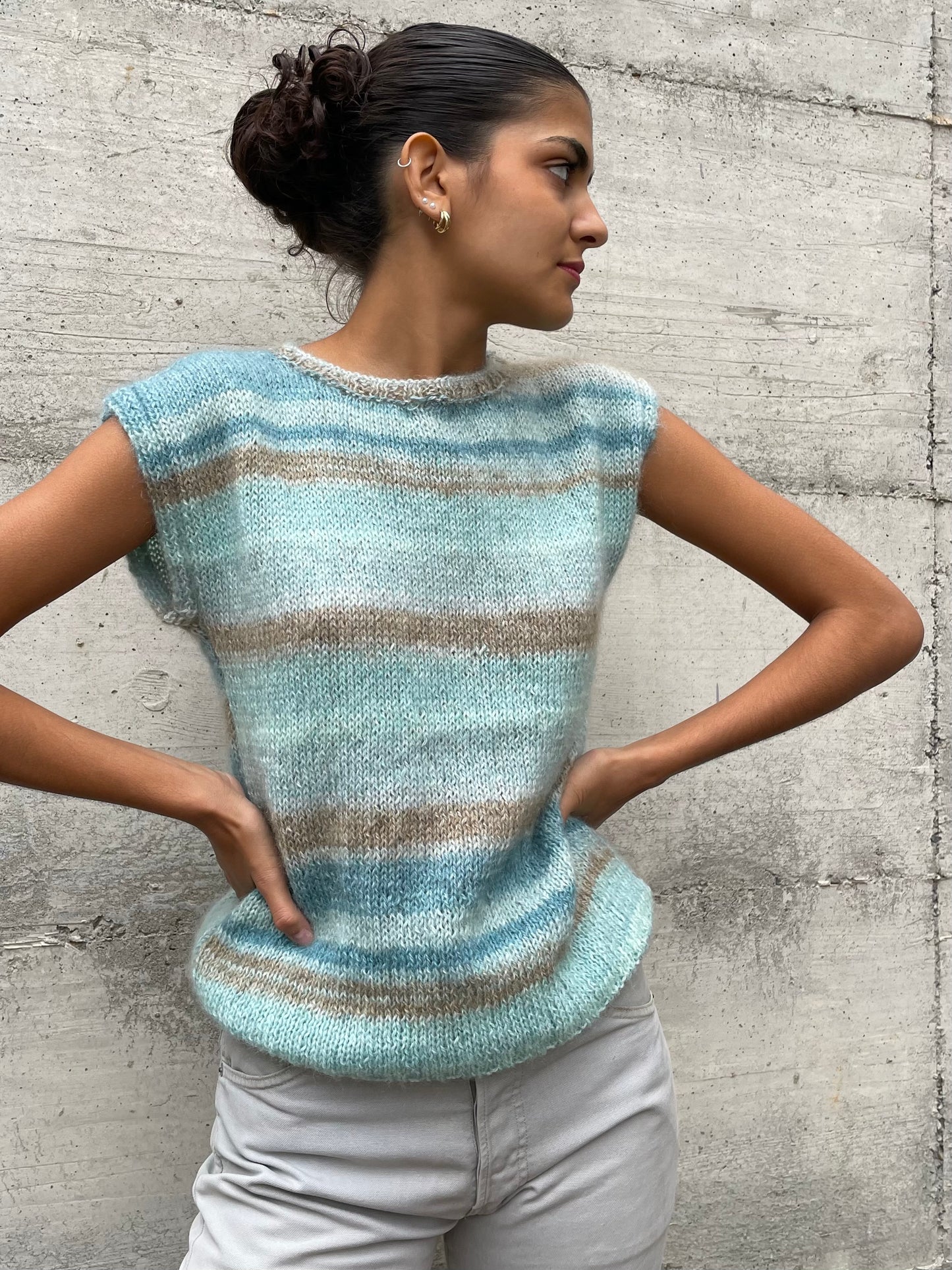 Gilet striped handmade in lana - taglia M