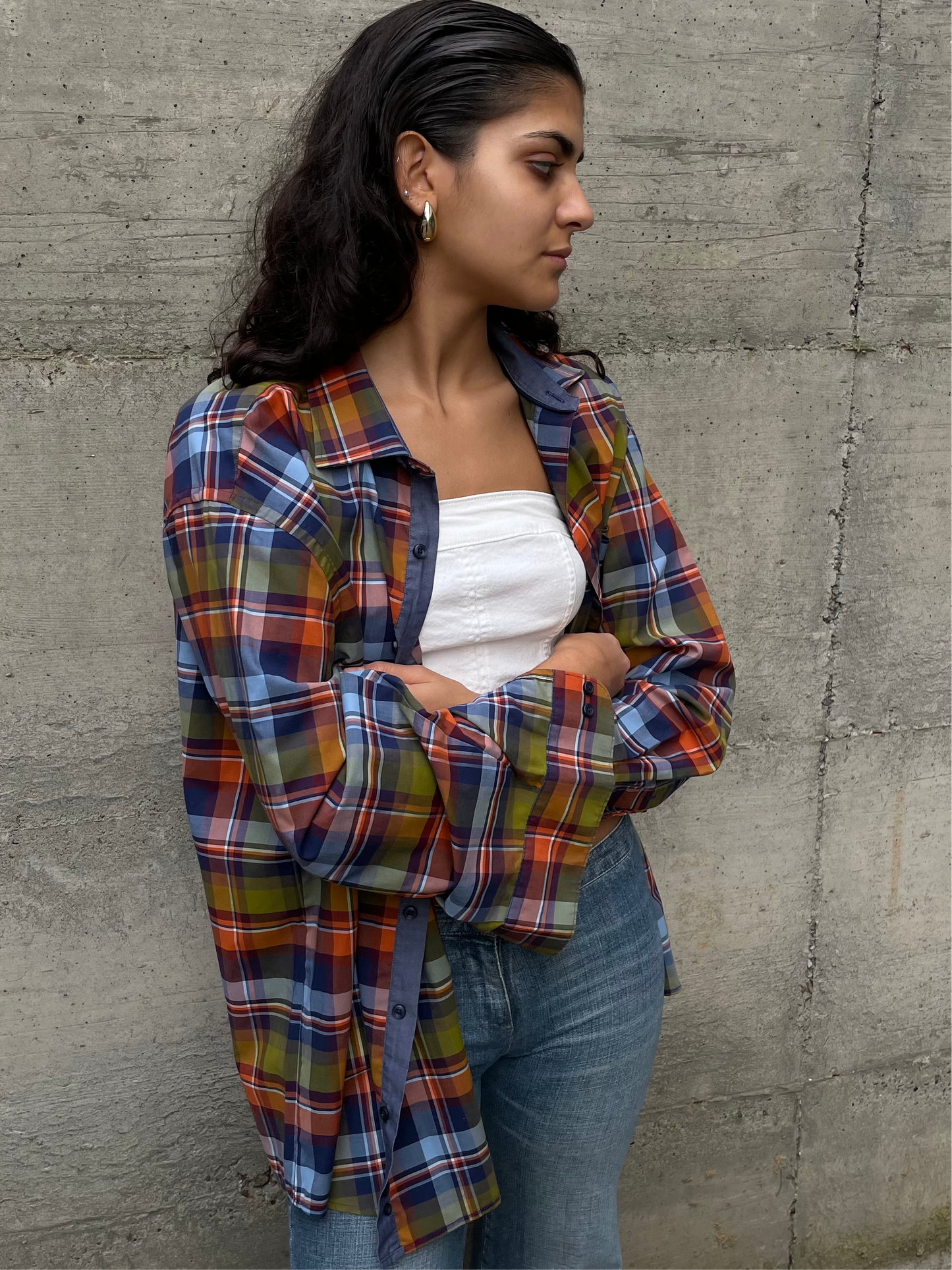 Camicia oversize tartan 100% cotone - taglia L uomo