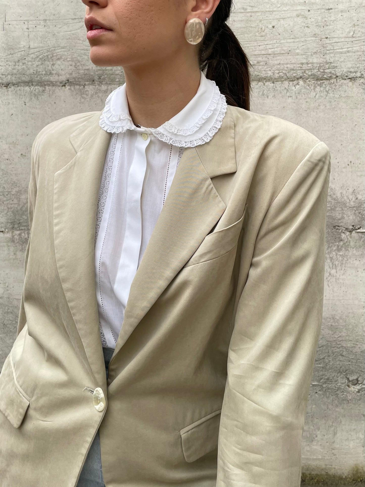 Blazer in seta cotta color sabbia - 42it
