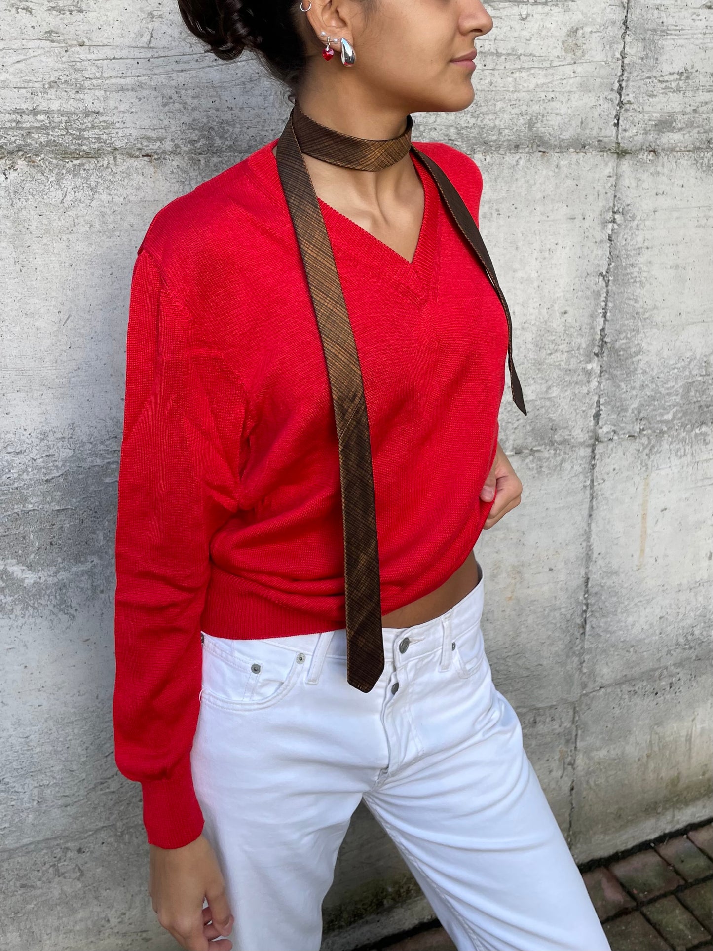 Maglioncino sartoriale 100% cotone rosso - taglia M