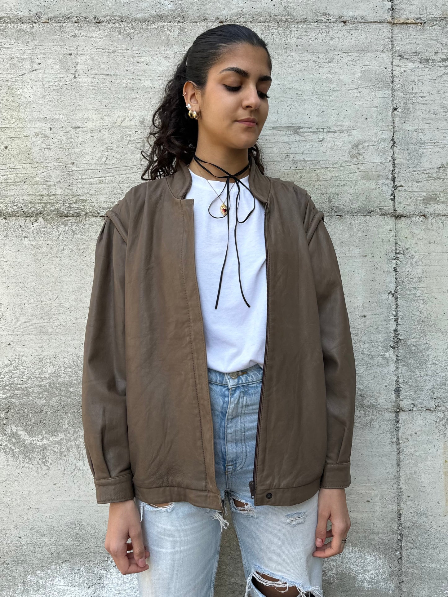 Bomberino donna liscio in vera pelle nappata