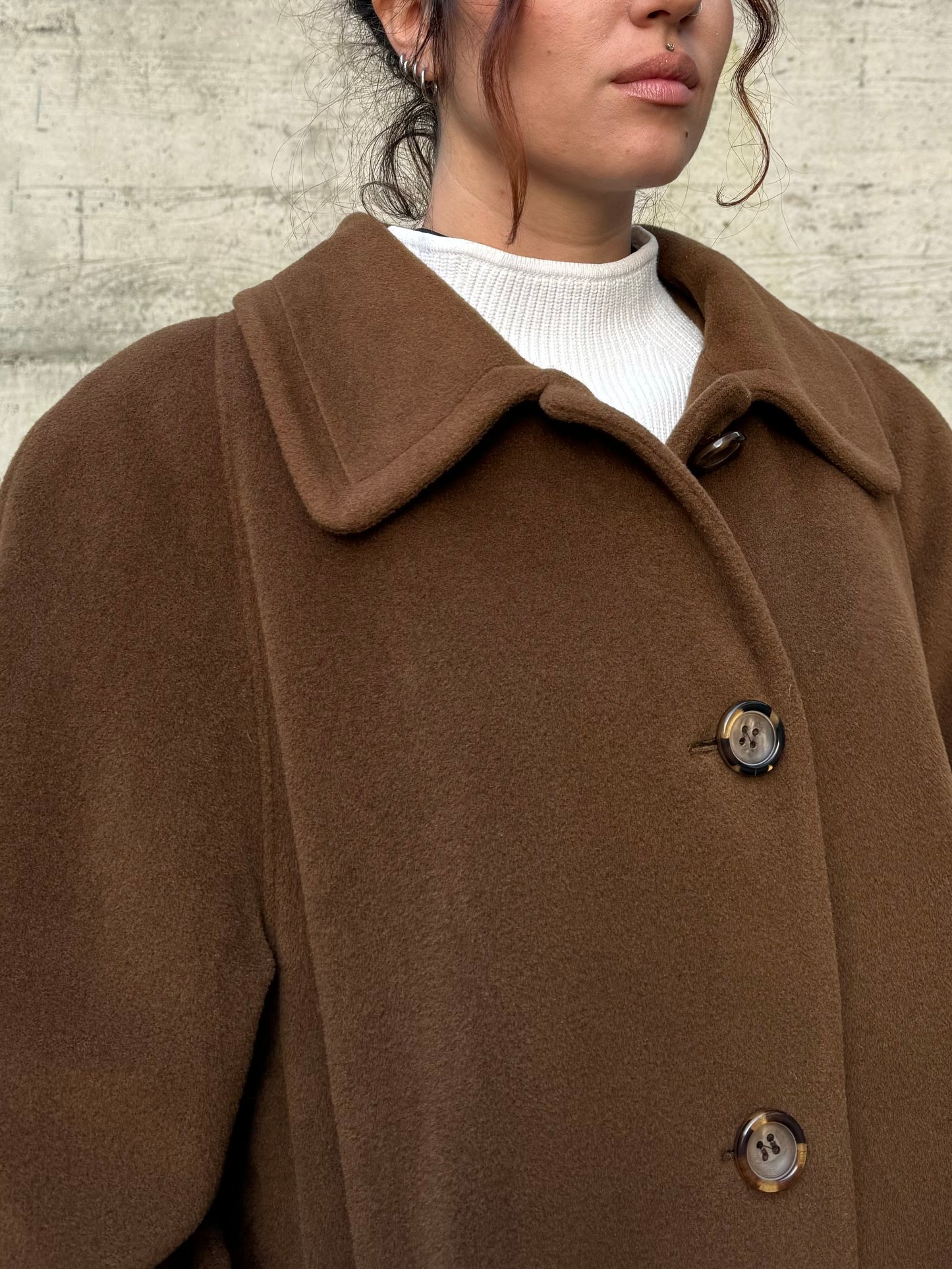 Cappotto sartoriale cioccolato in pura lana vergine superfine