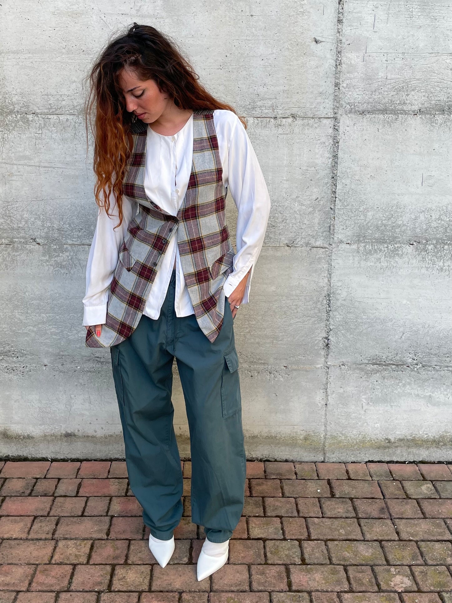 Gilet svasato tartan Manila Grace, taglia S