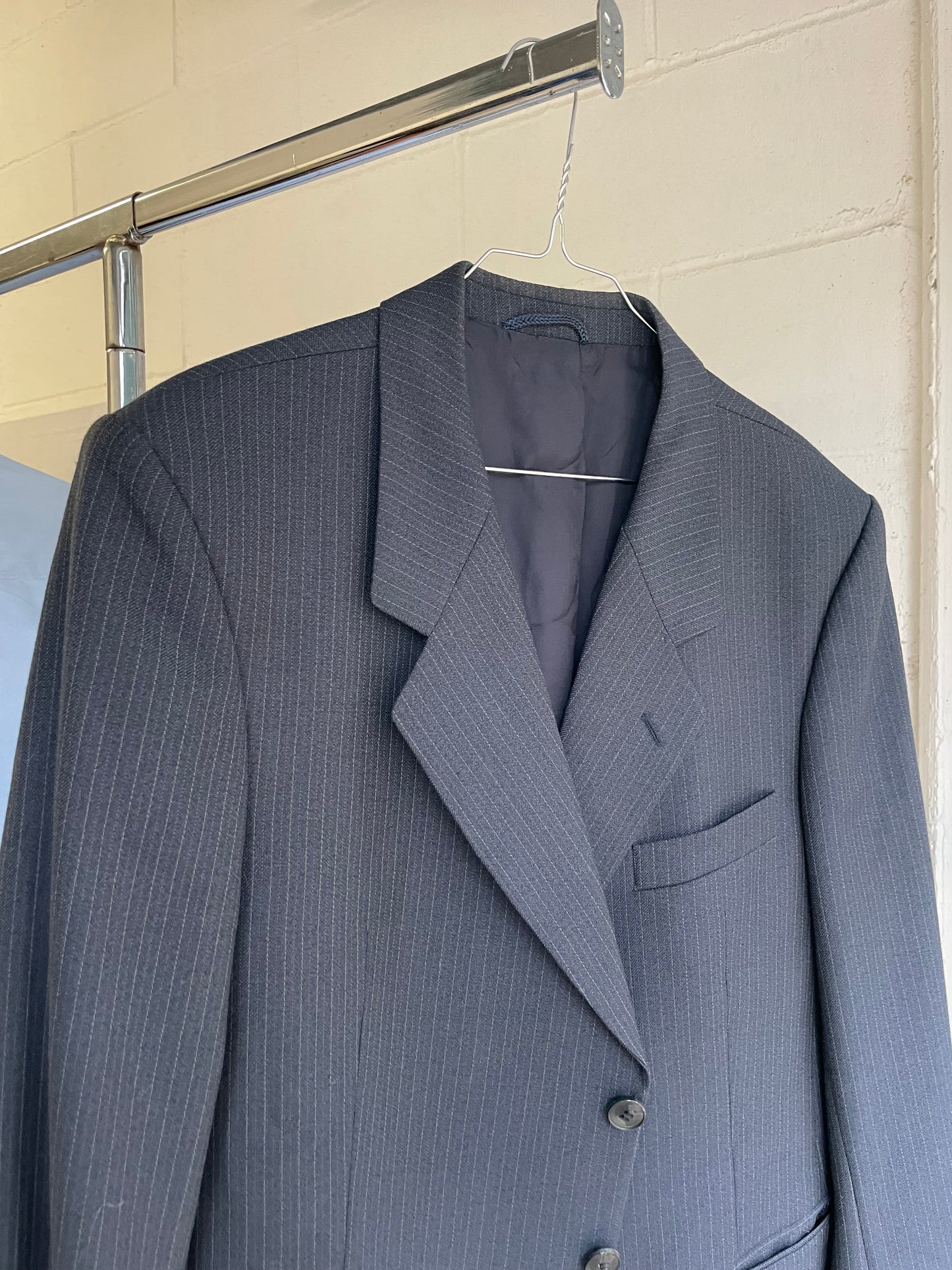 Blazer sartoriale blu navy gessato - taglia S uomo