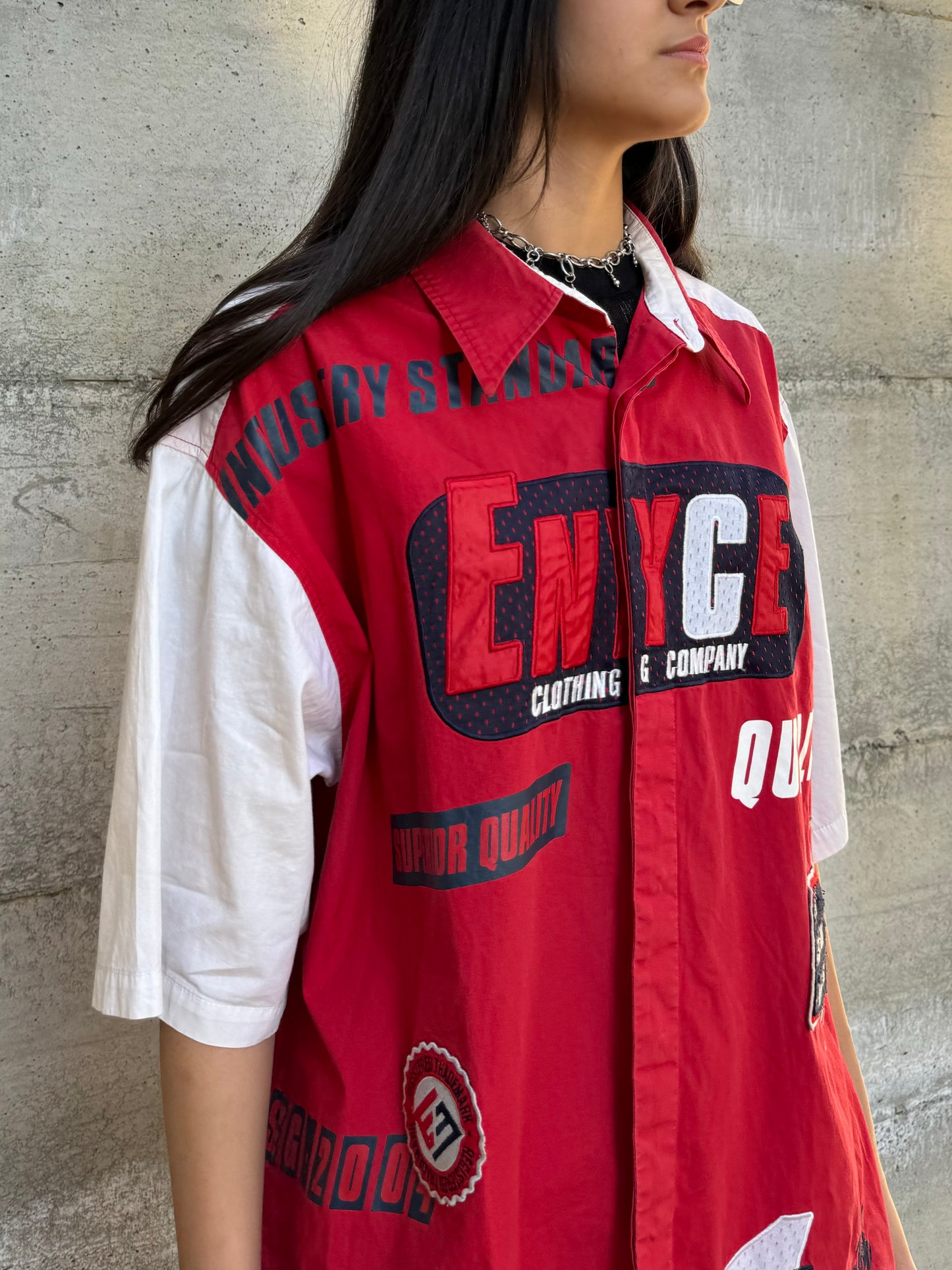 Maxi camicia ENYCE bikercore in cotone