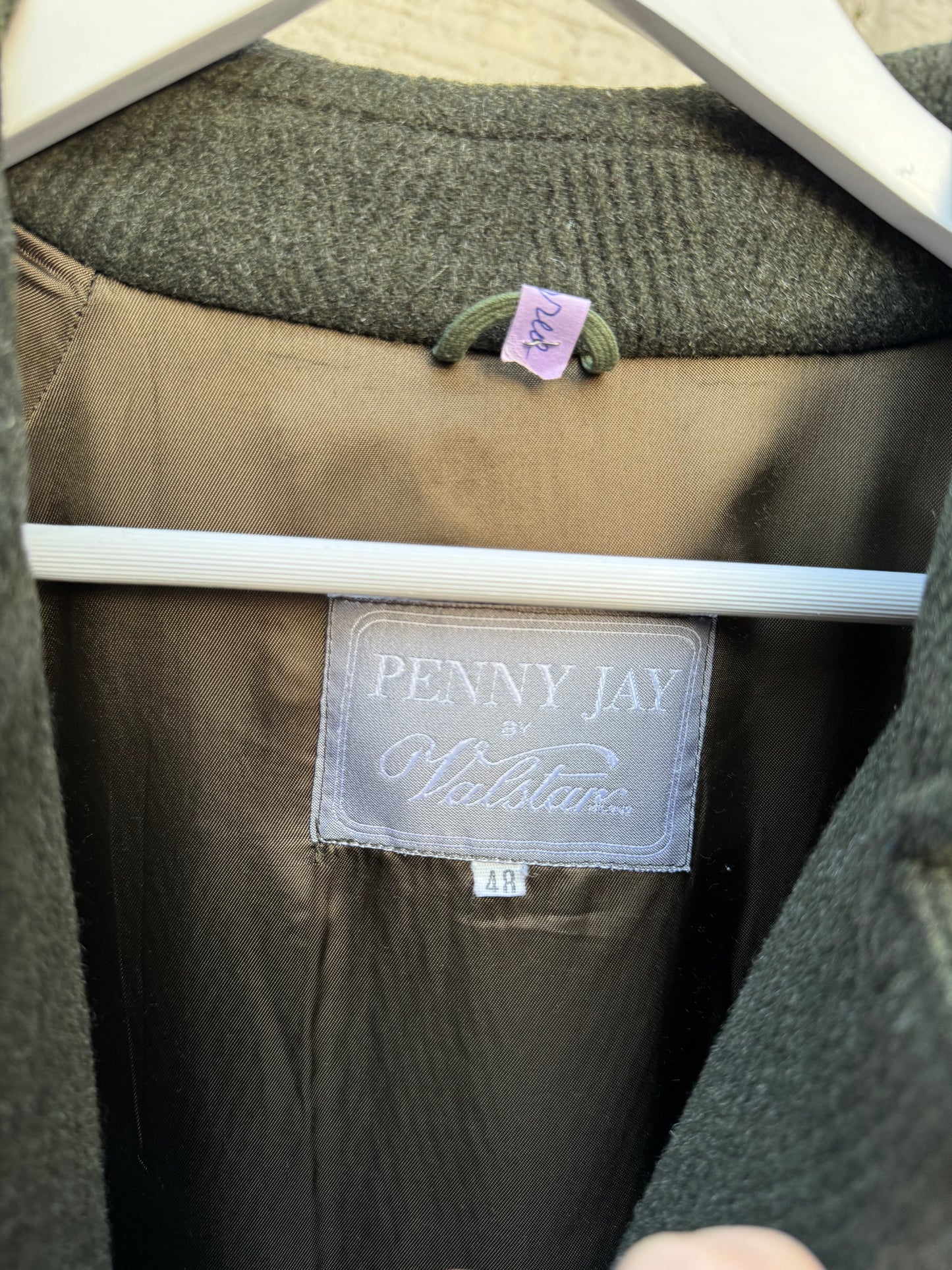 Cappotto donna sartoria Valstar verde scuro spigato, con cintura