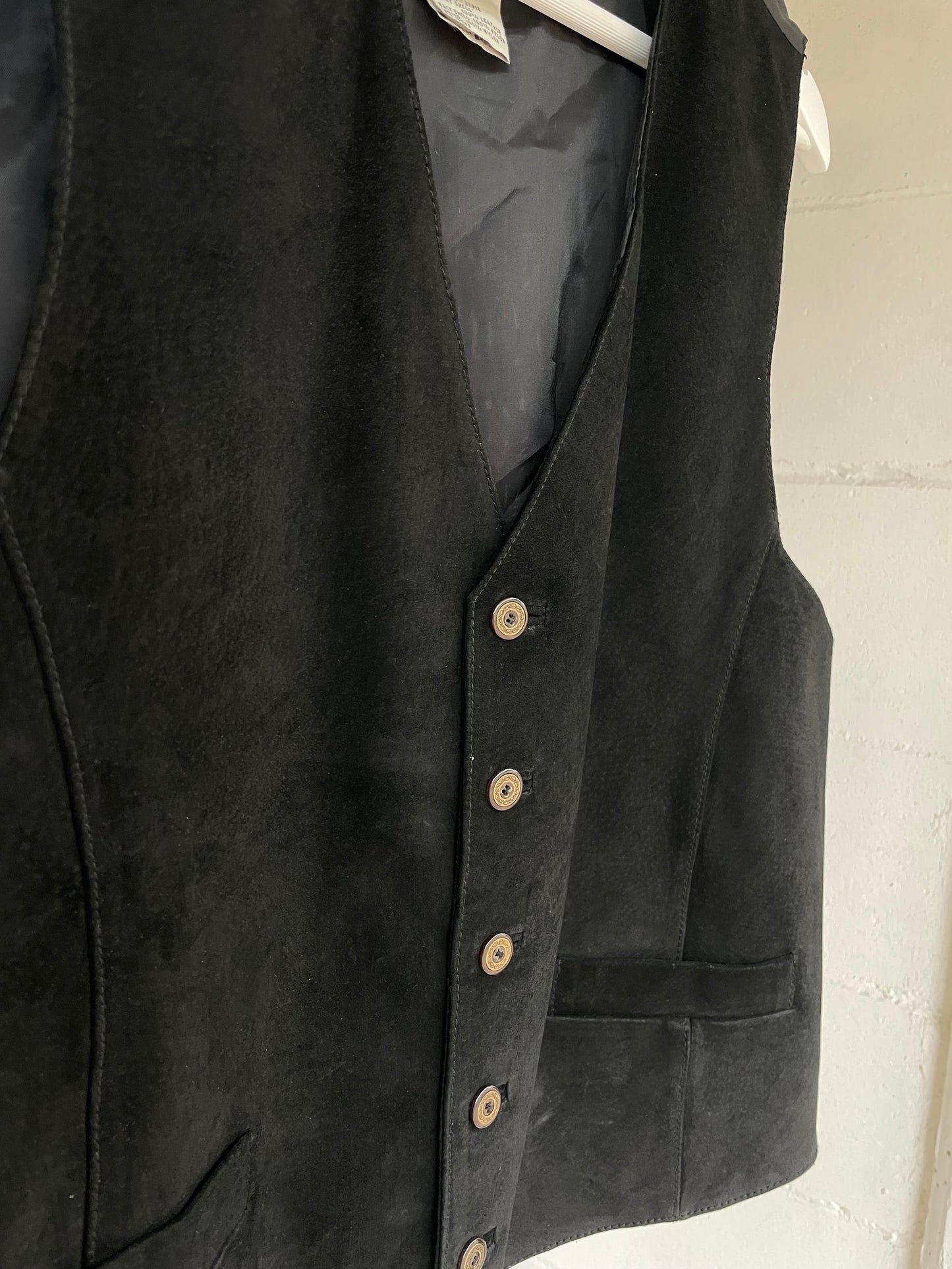 Gilet nero suede vera pelle - taglia L
