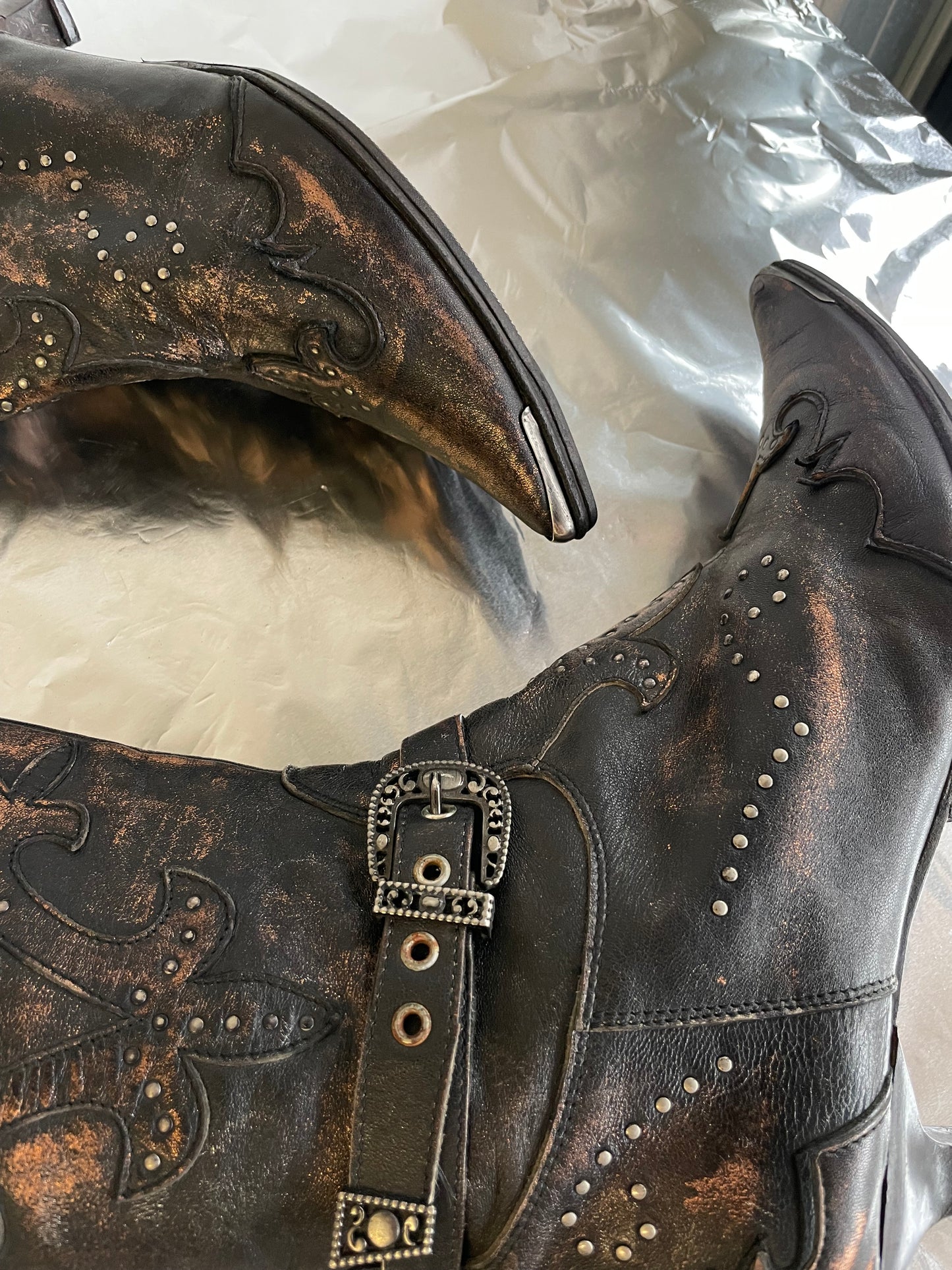 EU 37 - Texano 90s vera pelle a punta tacco basso 4cm