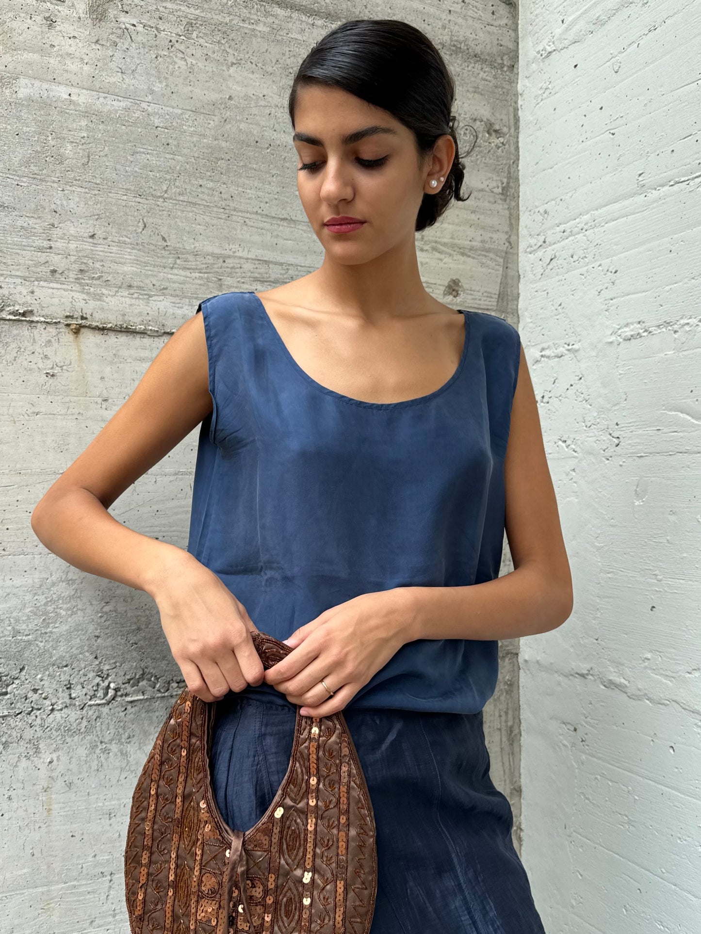 Top / sottogiacca sartoriale in pura seta, taglia M