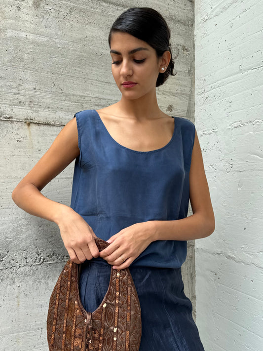 Top / sottogiacca sartoriale in pura seta, taglia M