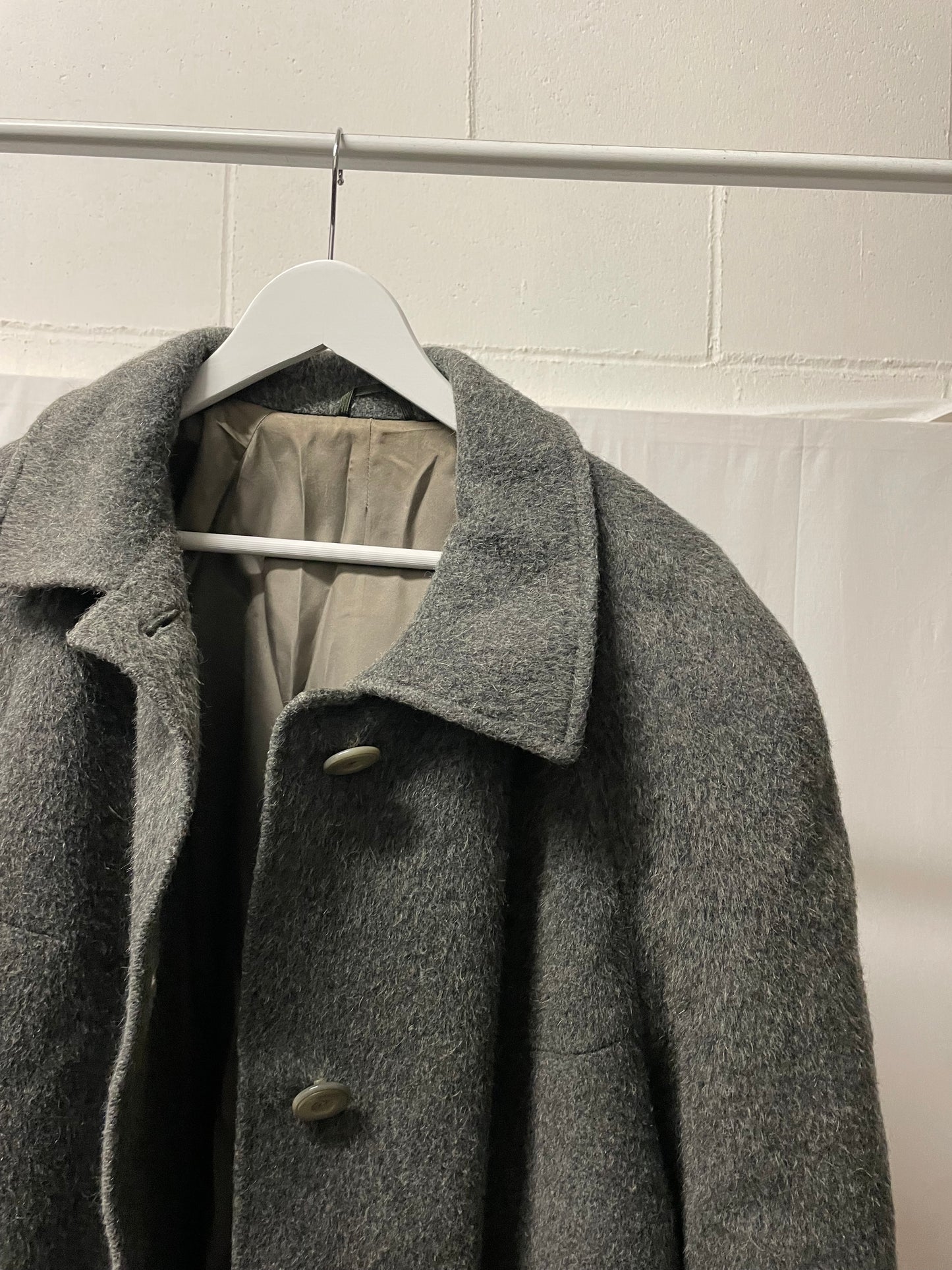 Cappotto sartoriale lungo monopetto, in misto lana e alpaca