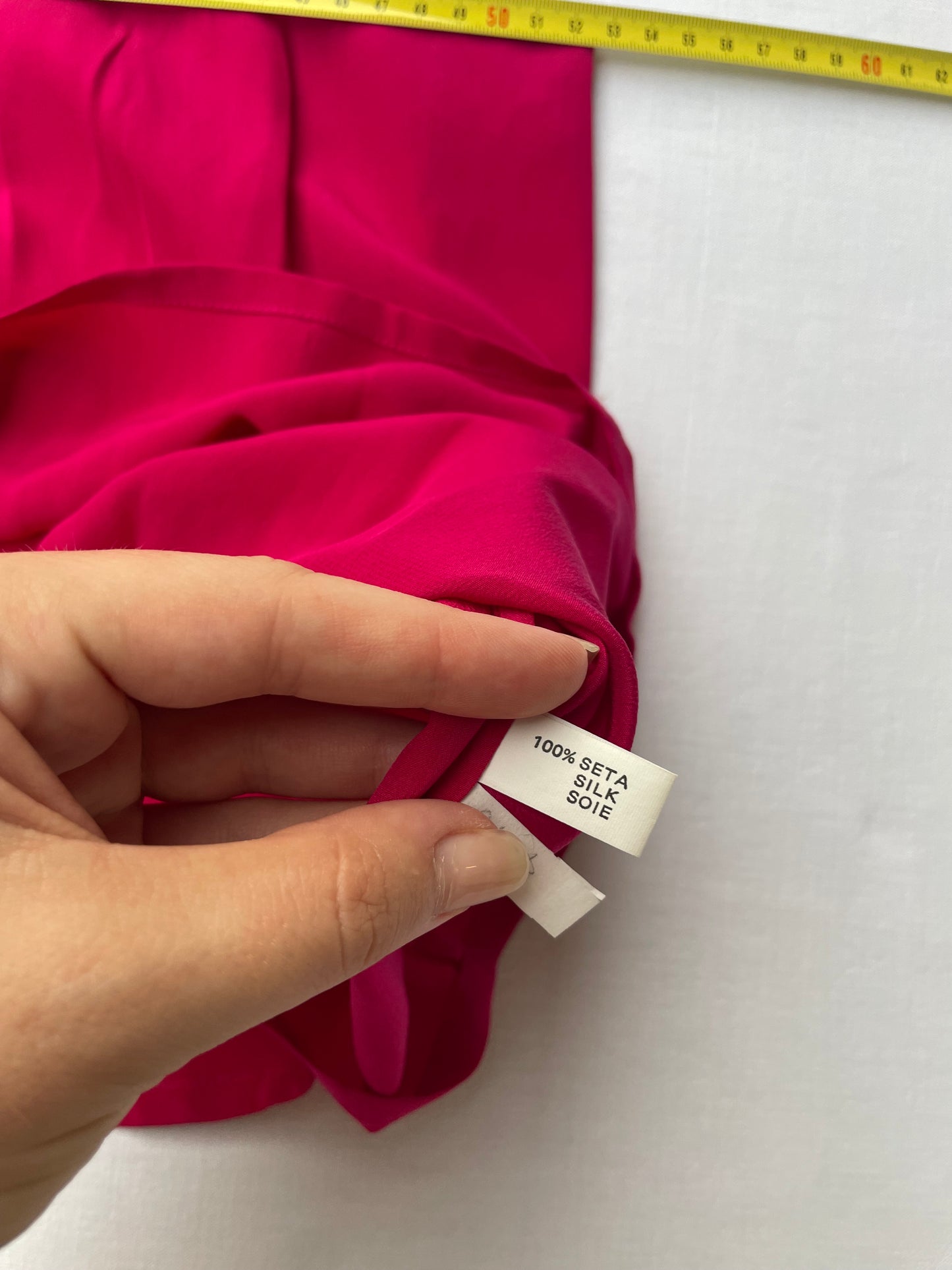 Top sartoriale in pura seta fucsia - taglia M