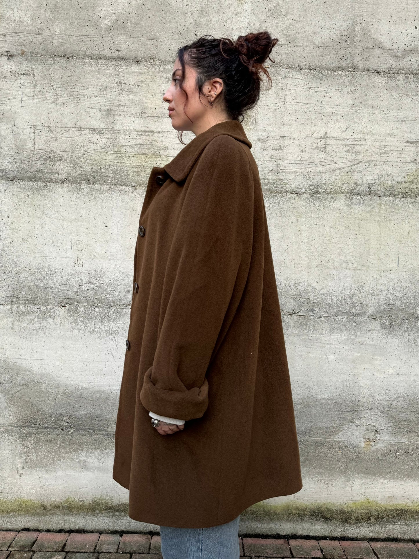 Cappotto sartoriale cioccolato in pura lana vergine superfine