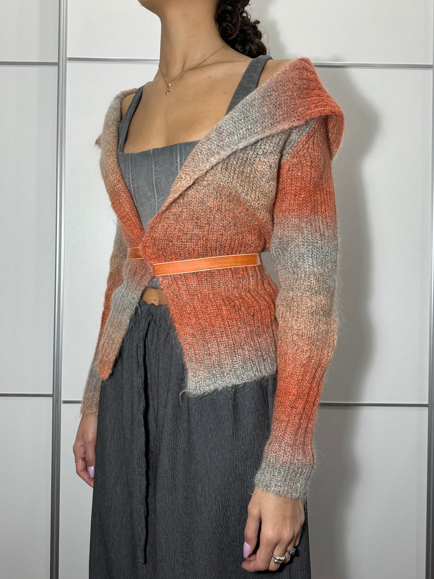 Cardigan sfumato Y2K in misto lana e mohair