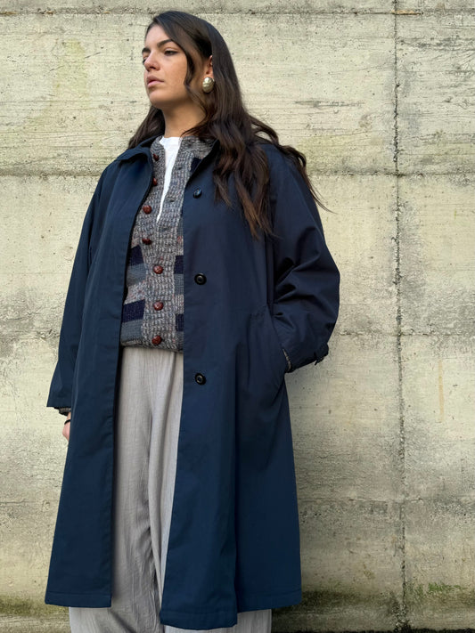 Trenchcoat sartoriale monopetto blu notte