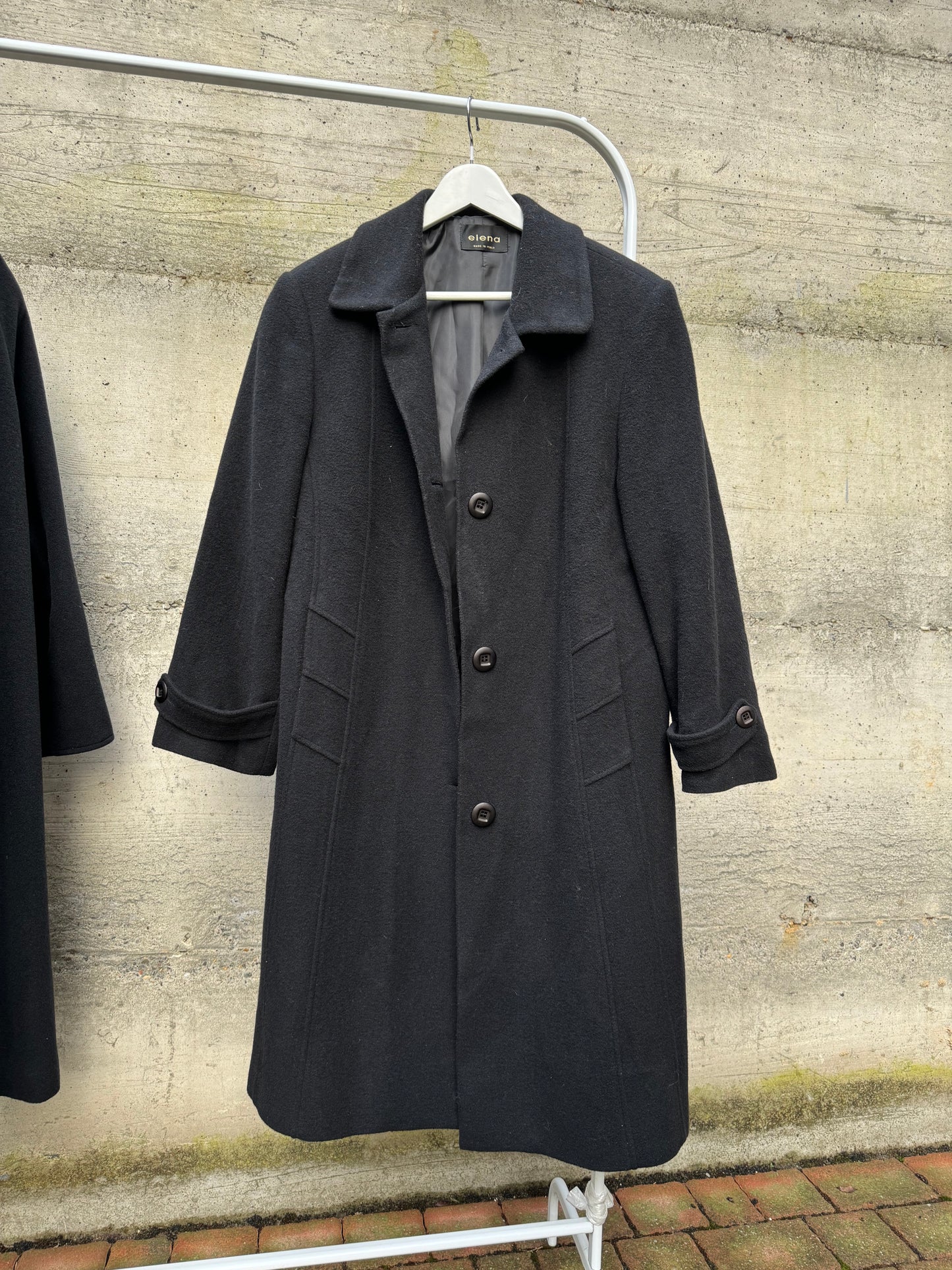 Cappotto sartoriale donna monopetto nero, in misto lana e cashmere