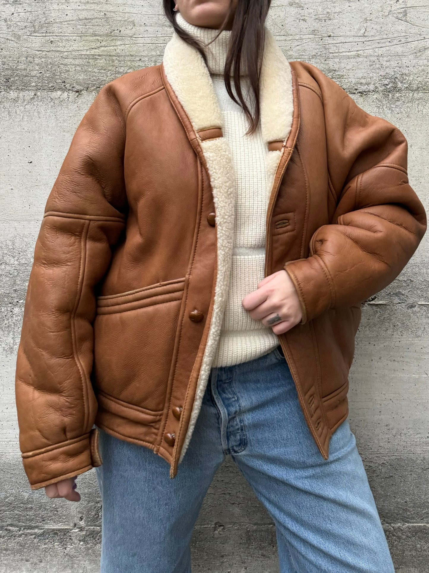 Bomber aviator Shearling caramello, taglia 52it uomo (L)